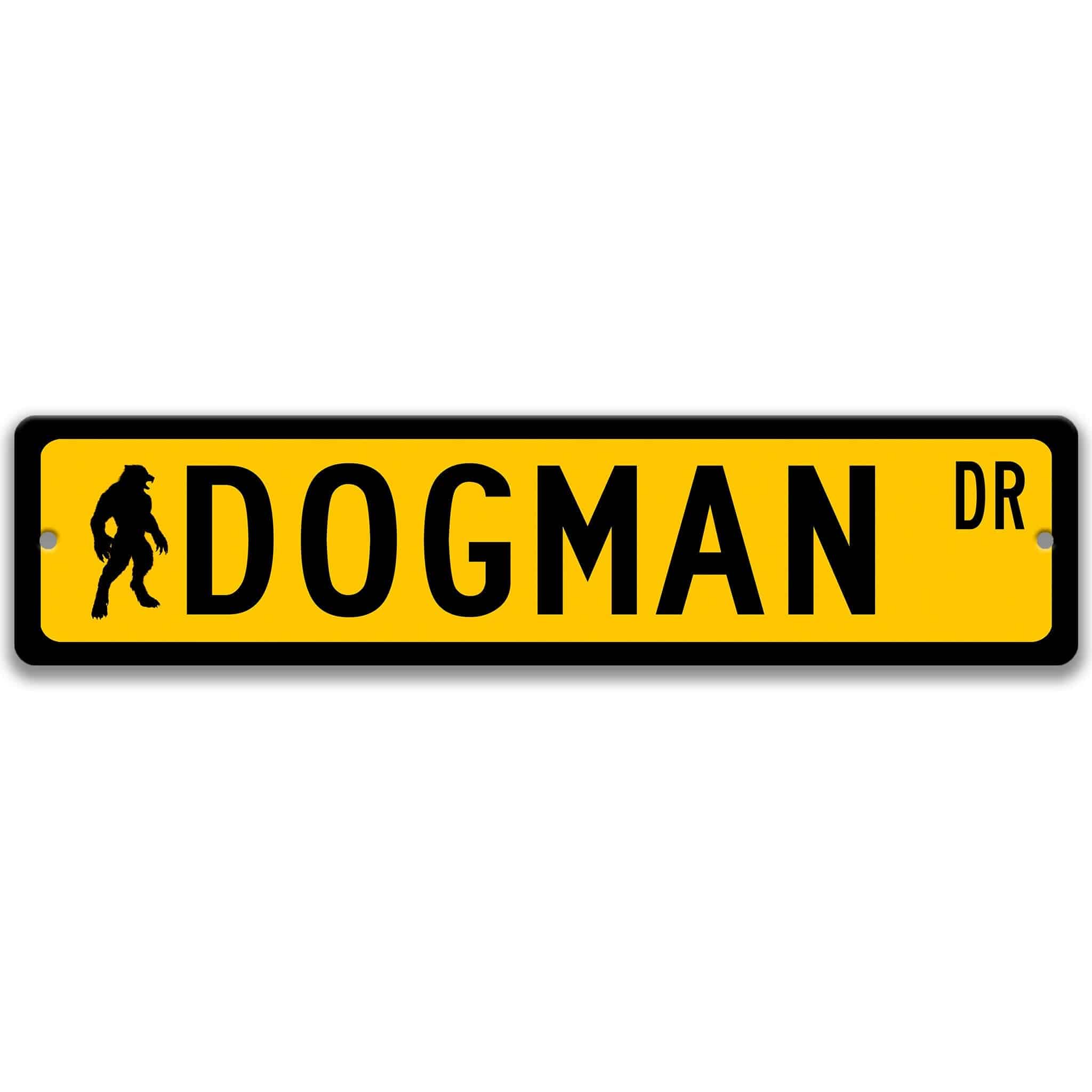 Dogman with Silhouette Metal Street Sign