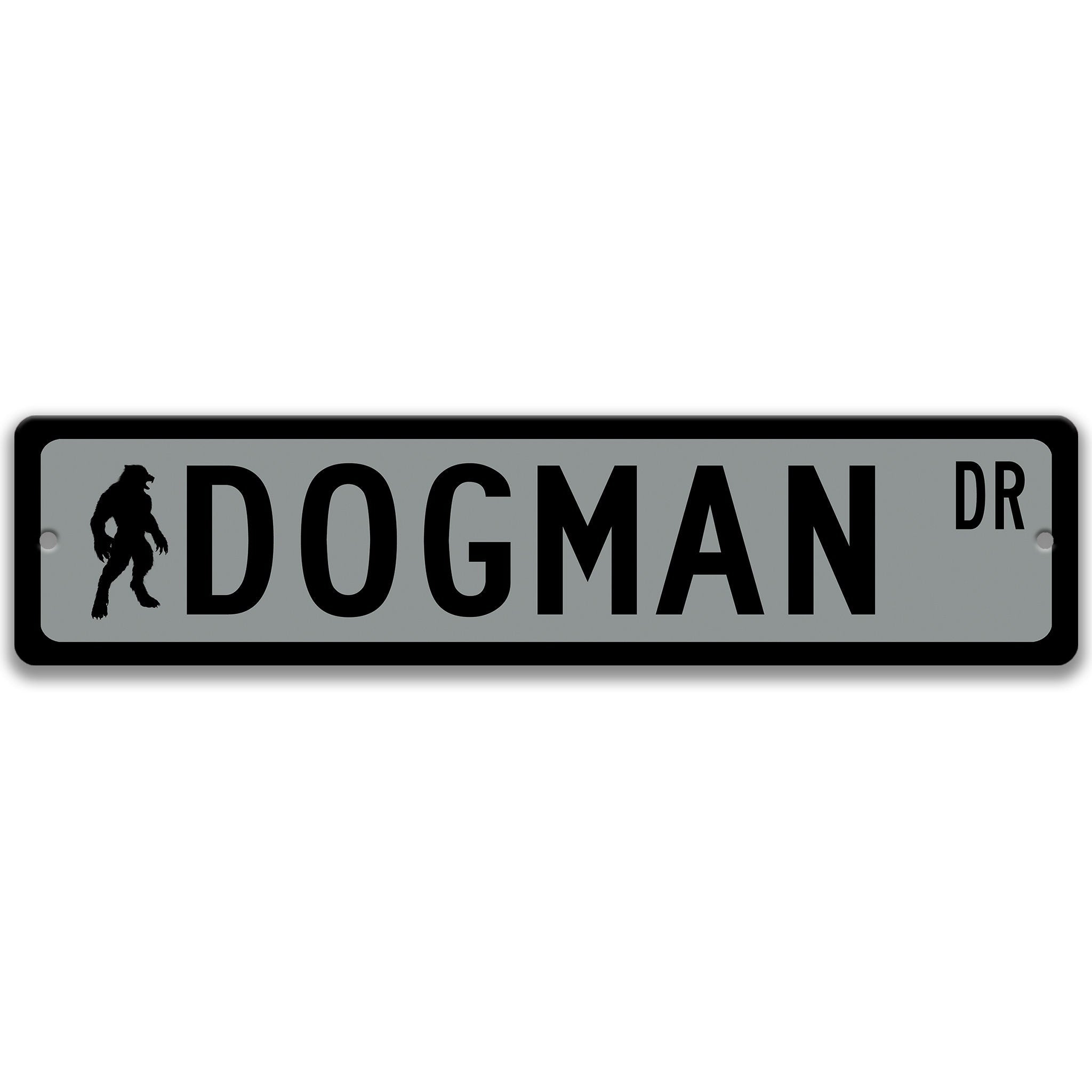 Dogman with Silhouette Metal Street Sign