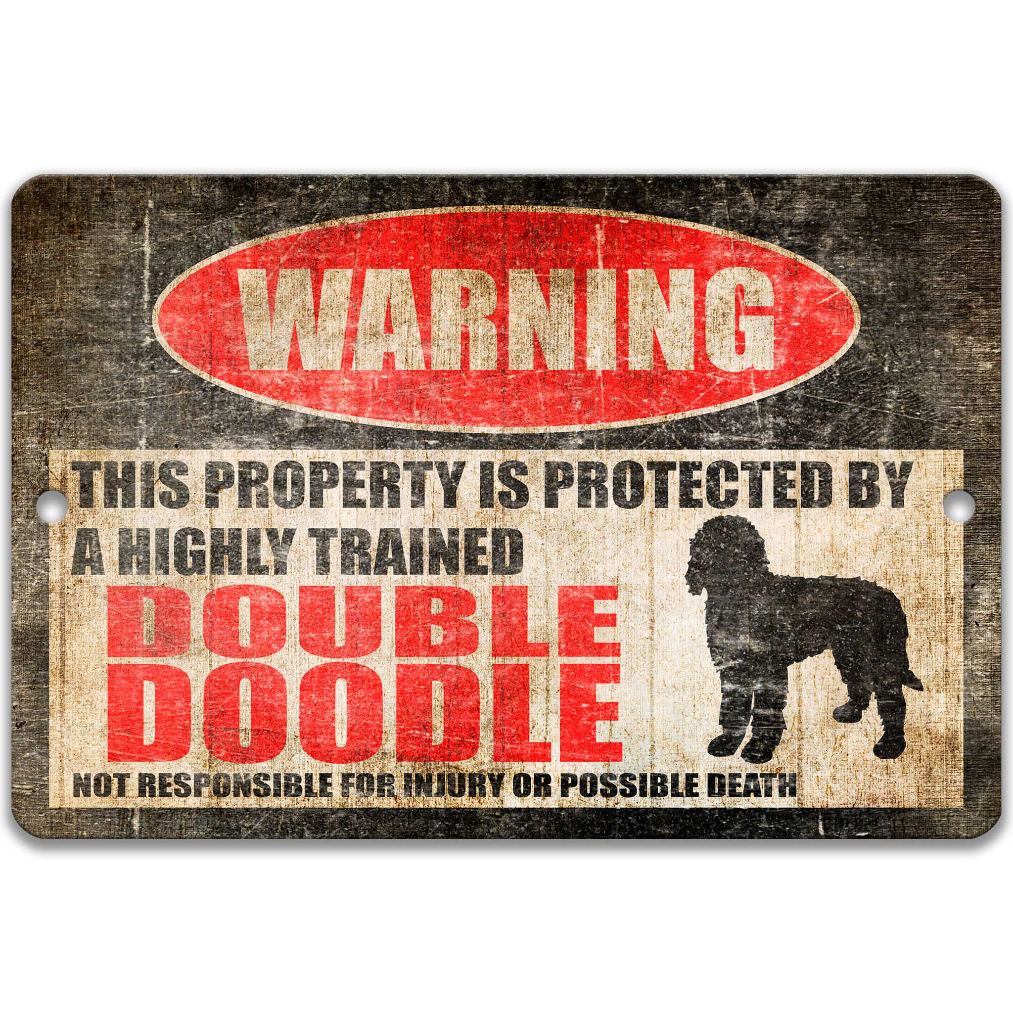 Double Doodle Funny Dog Sign - No Trespassing Sign for Dog Owners