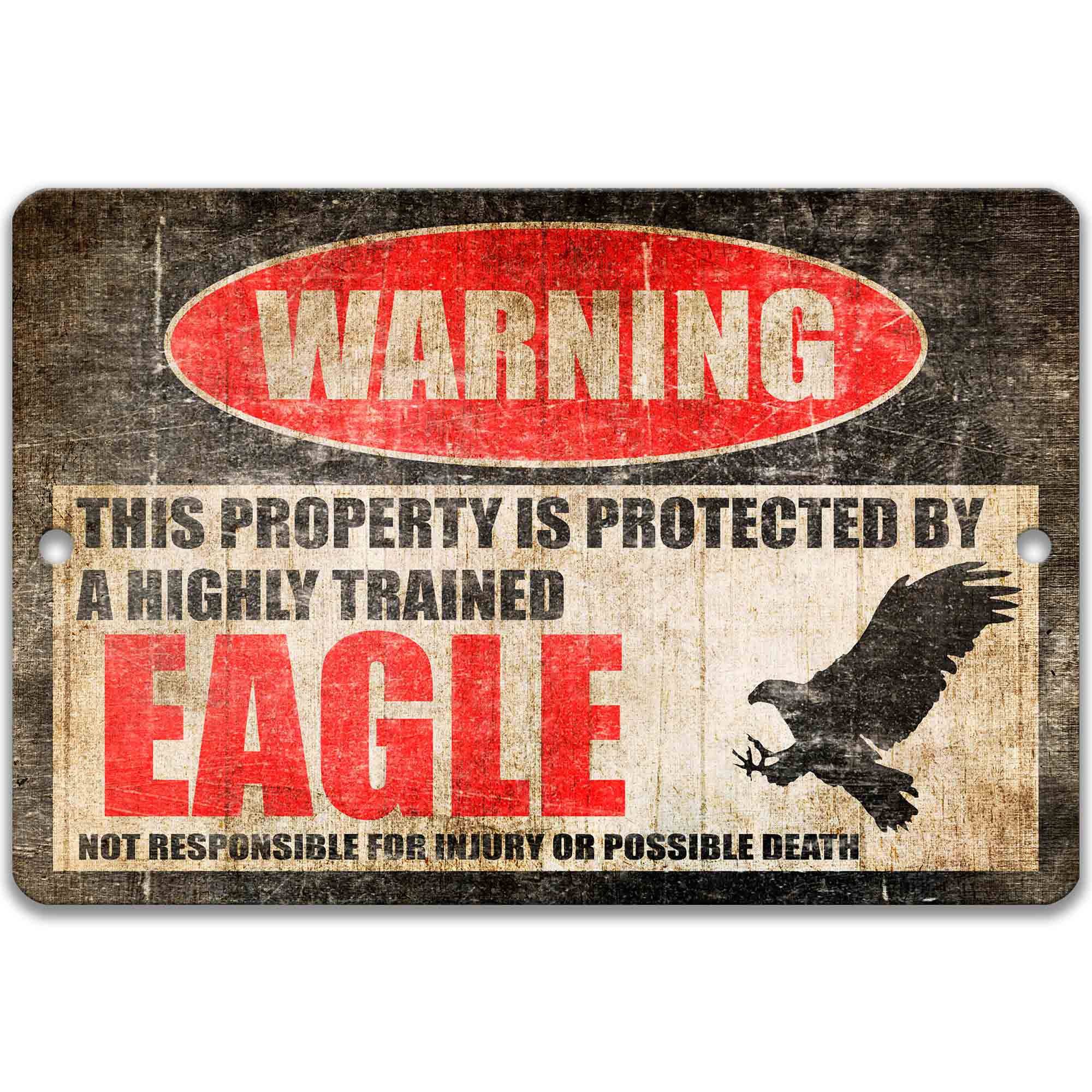 Eagle Metal Sign - Outdoor Welcome Decor with Humorous Raptor Design