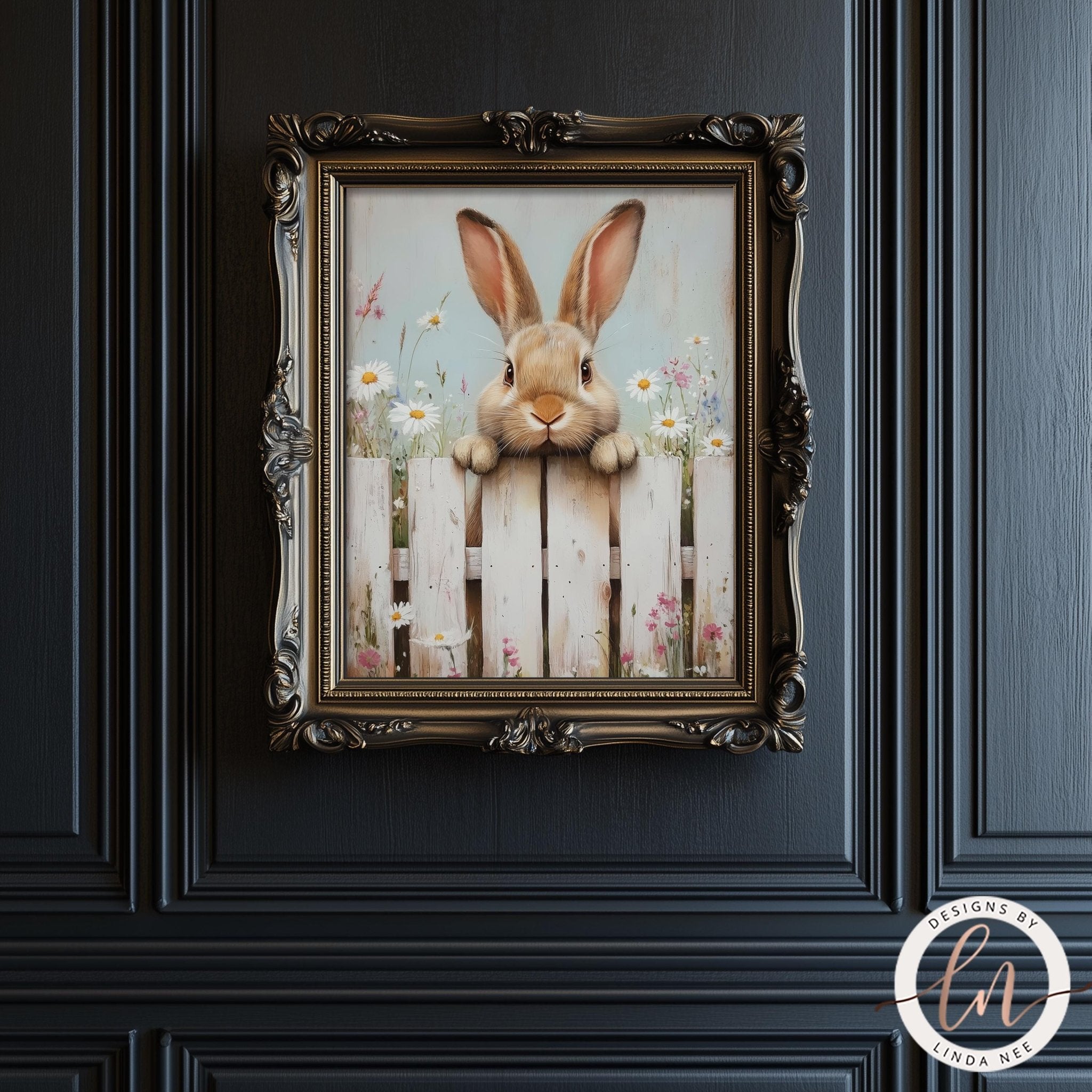 Easter Bunny Print - Vintage Spring Farmhouse Wall Art