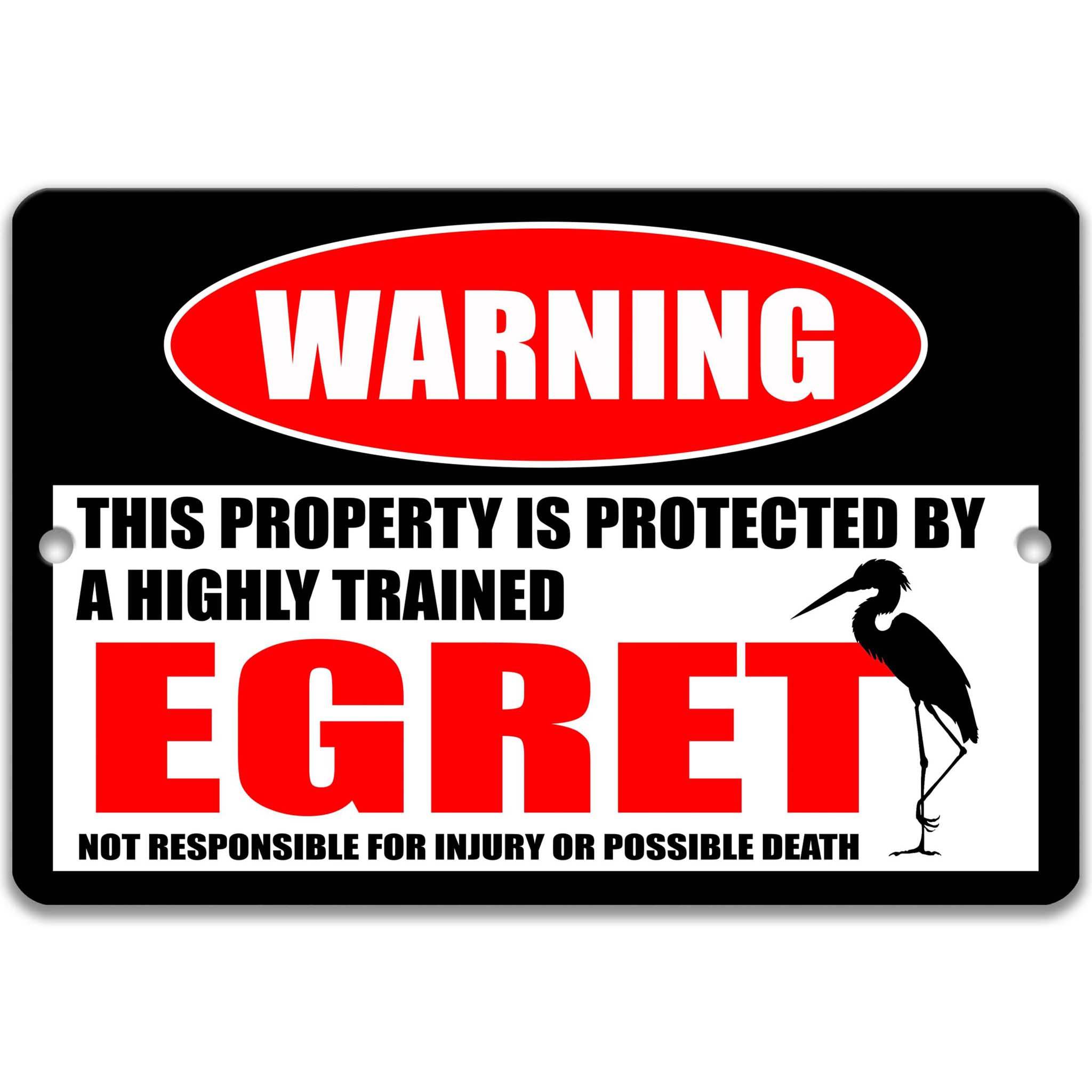 Egret Warning Sign, Bird Watcher Gifts, Funny Boat Dock Sign