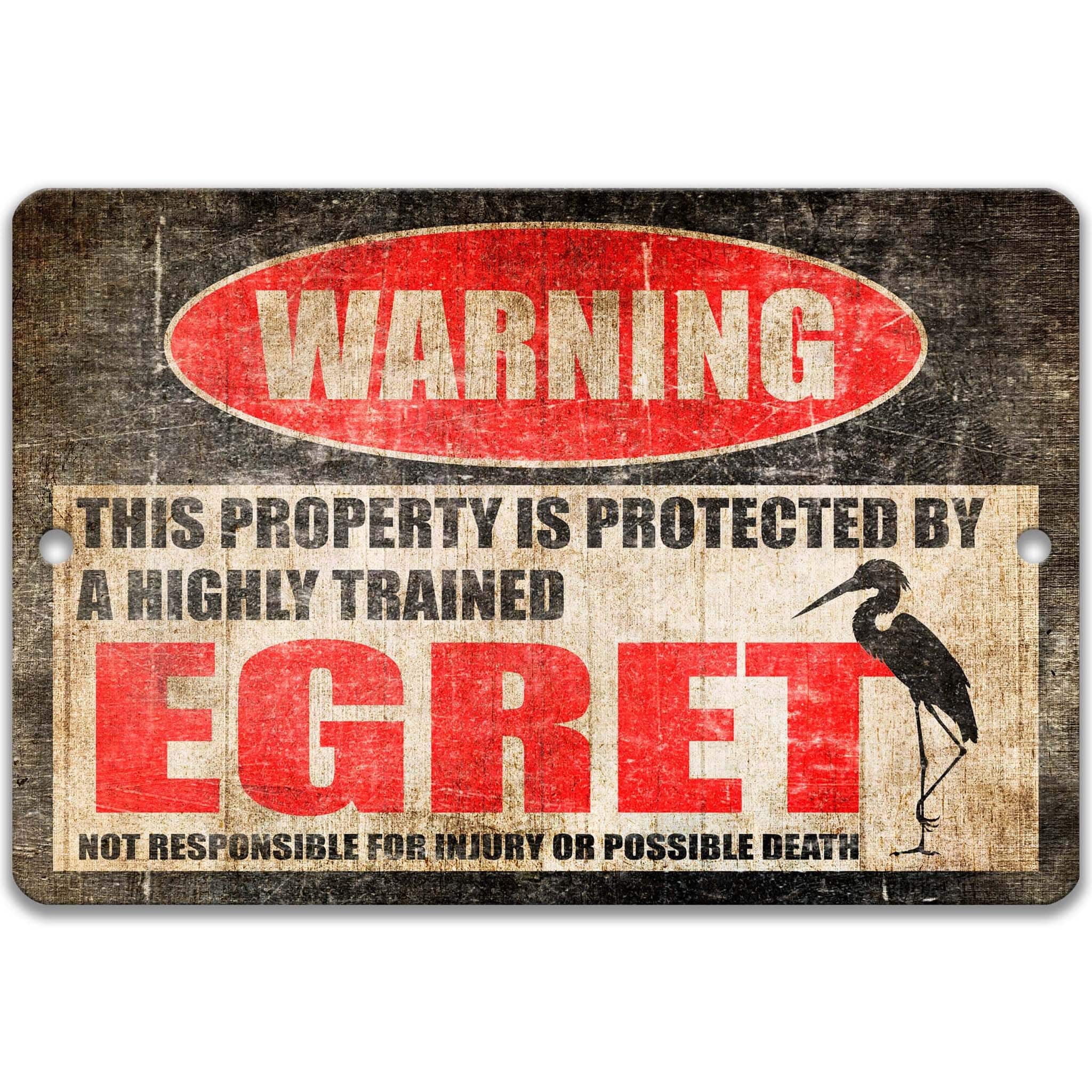 Egret Warning Sign, Bird Watcher Gifts, Funny Boat Dock Sign