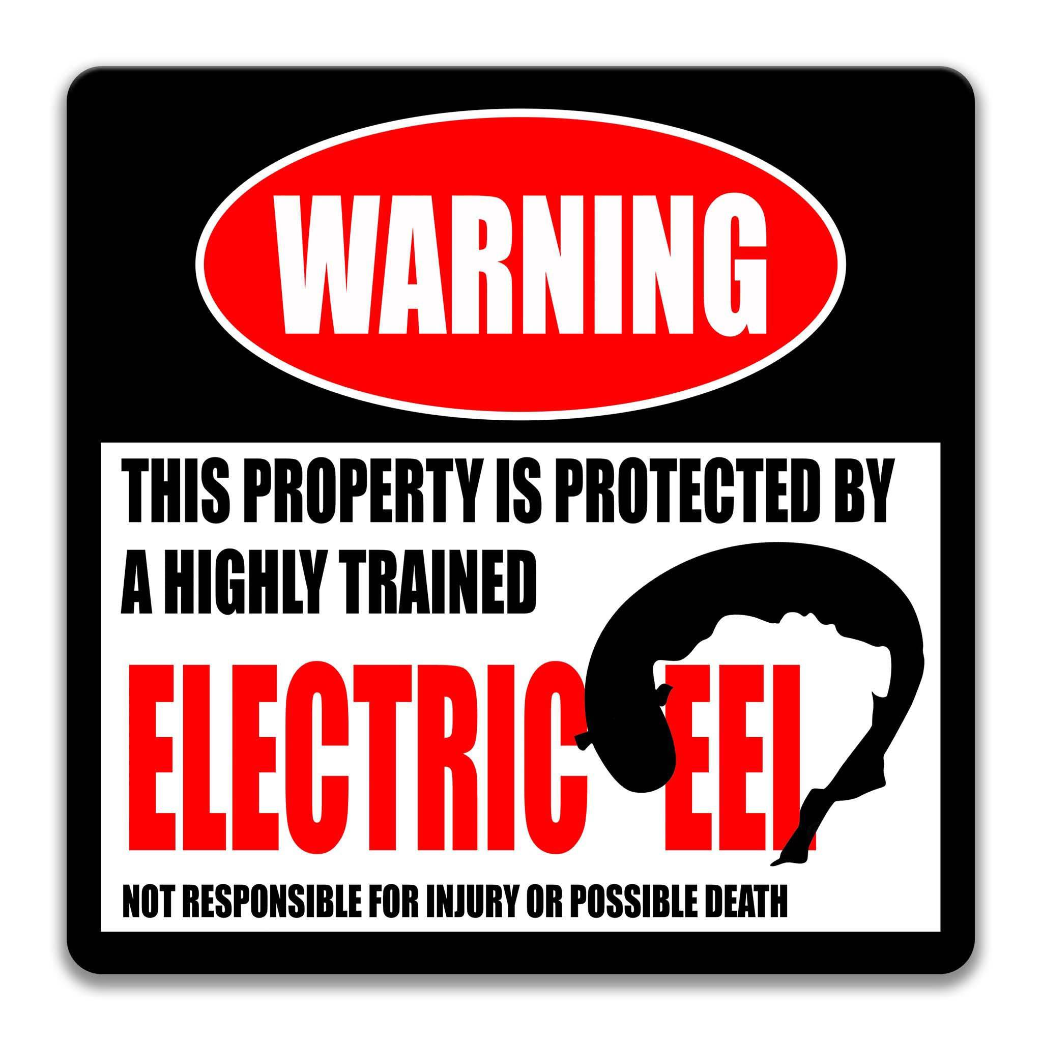 Electric Eel Warning Sign, Beware of Electric Eel Sign