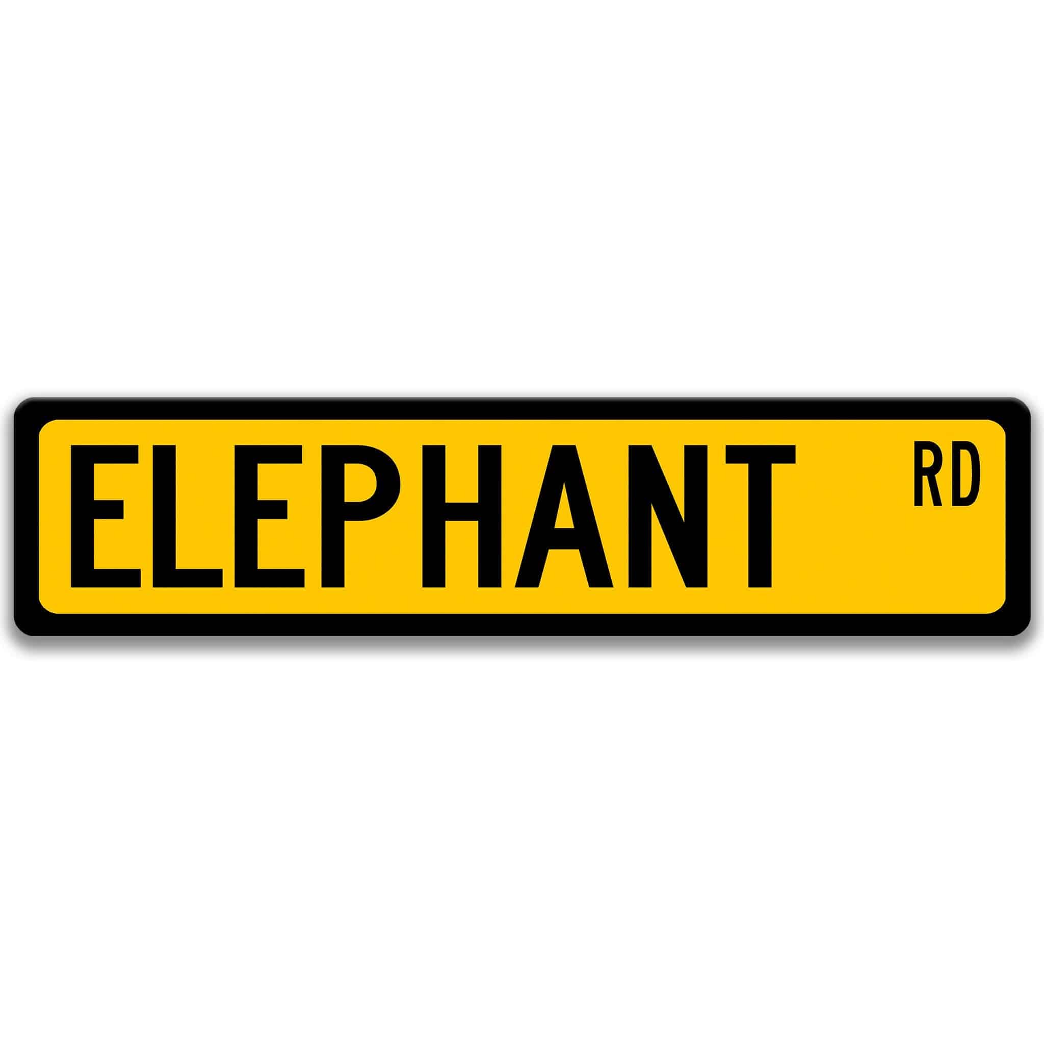 Elephant Metal Street Sign