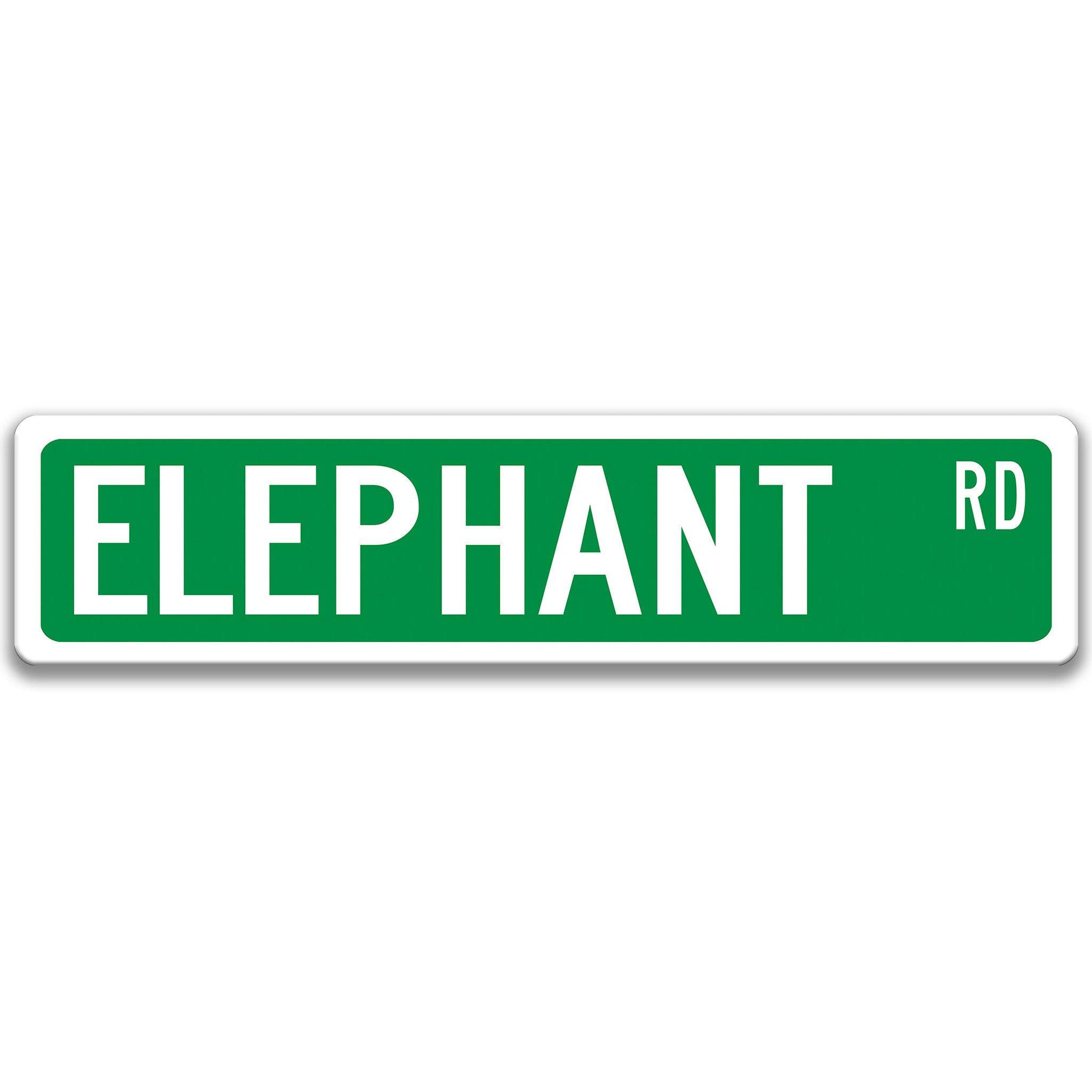 Elephant Metal Street Sign