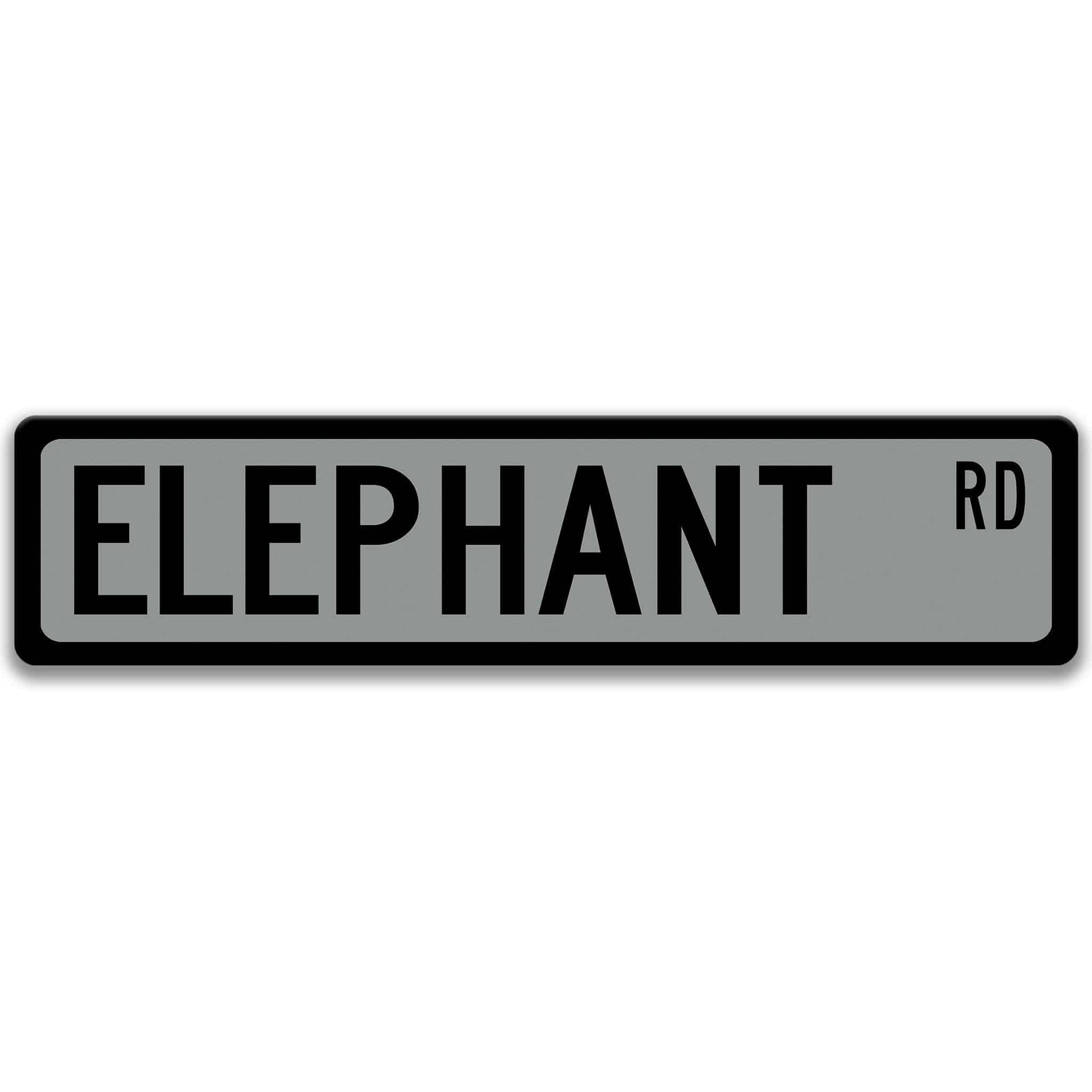 Elephant Metal Street Sign