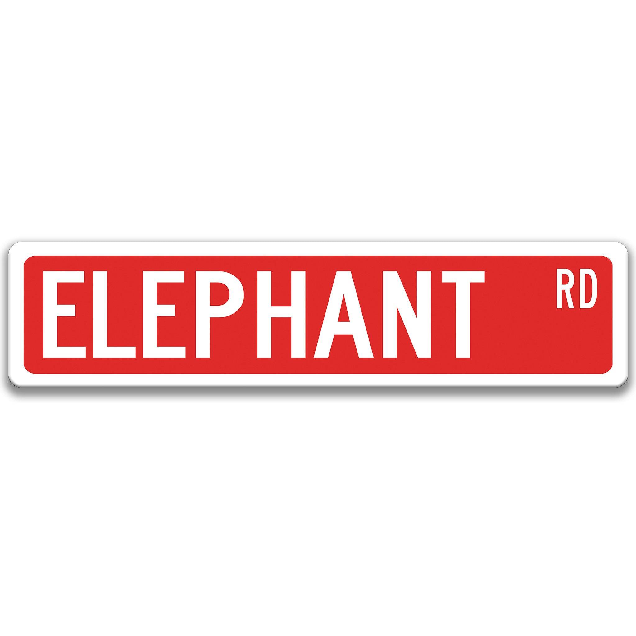 Elephant Metal Street Sign