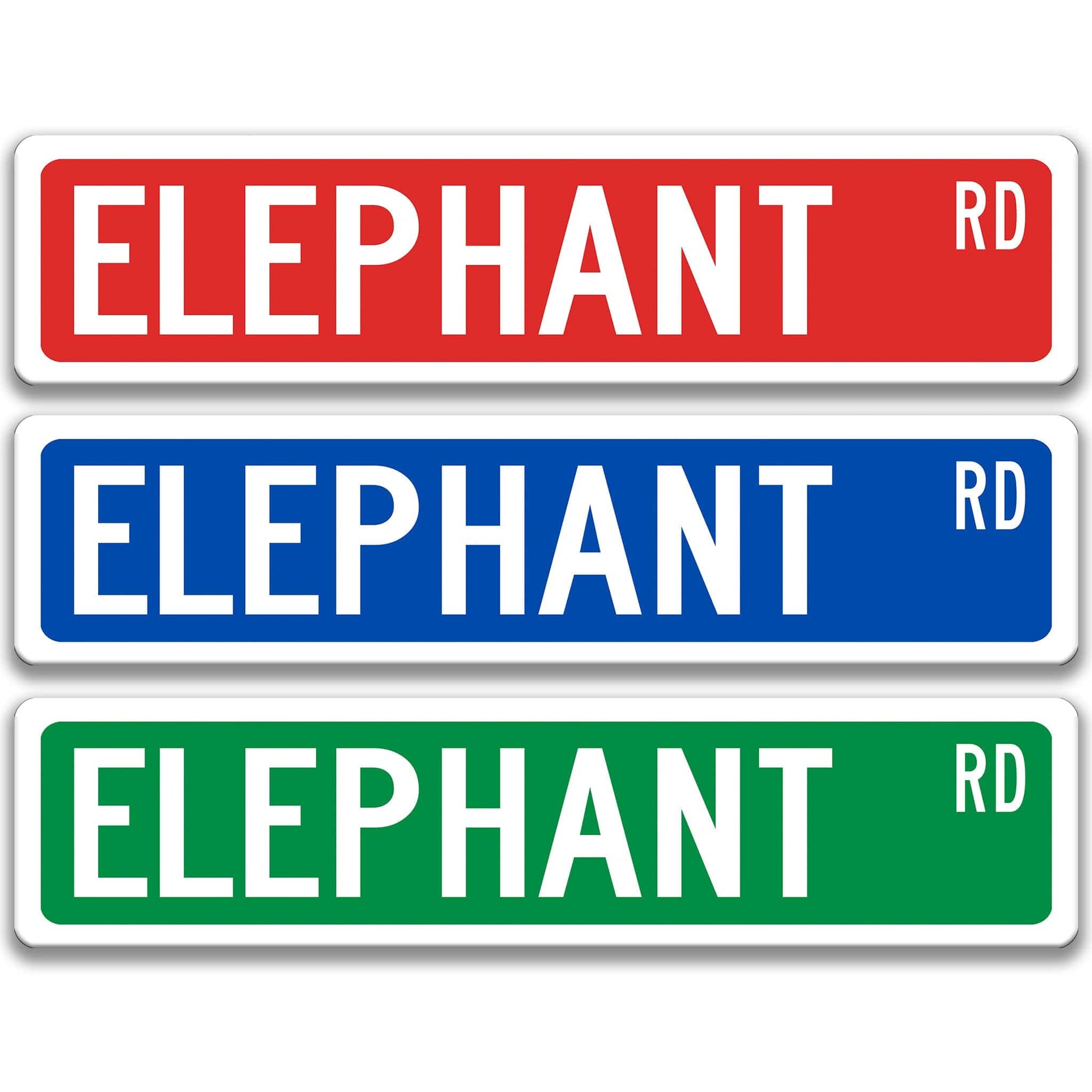 Elephant Metal Street Sign