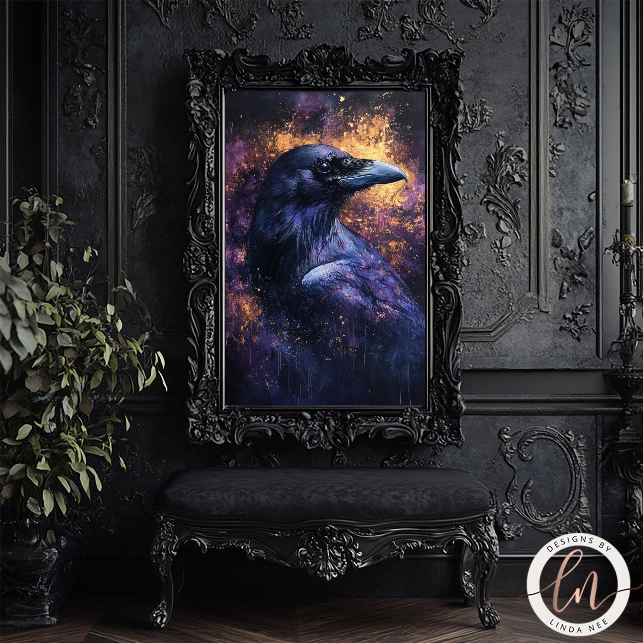 Fantasy Raven Portrait Wall Art Print - Available on Metal or Fine Art Paper