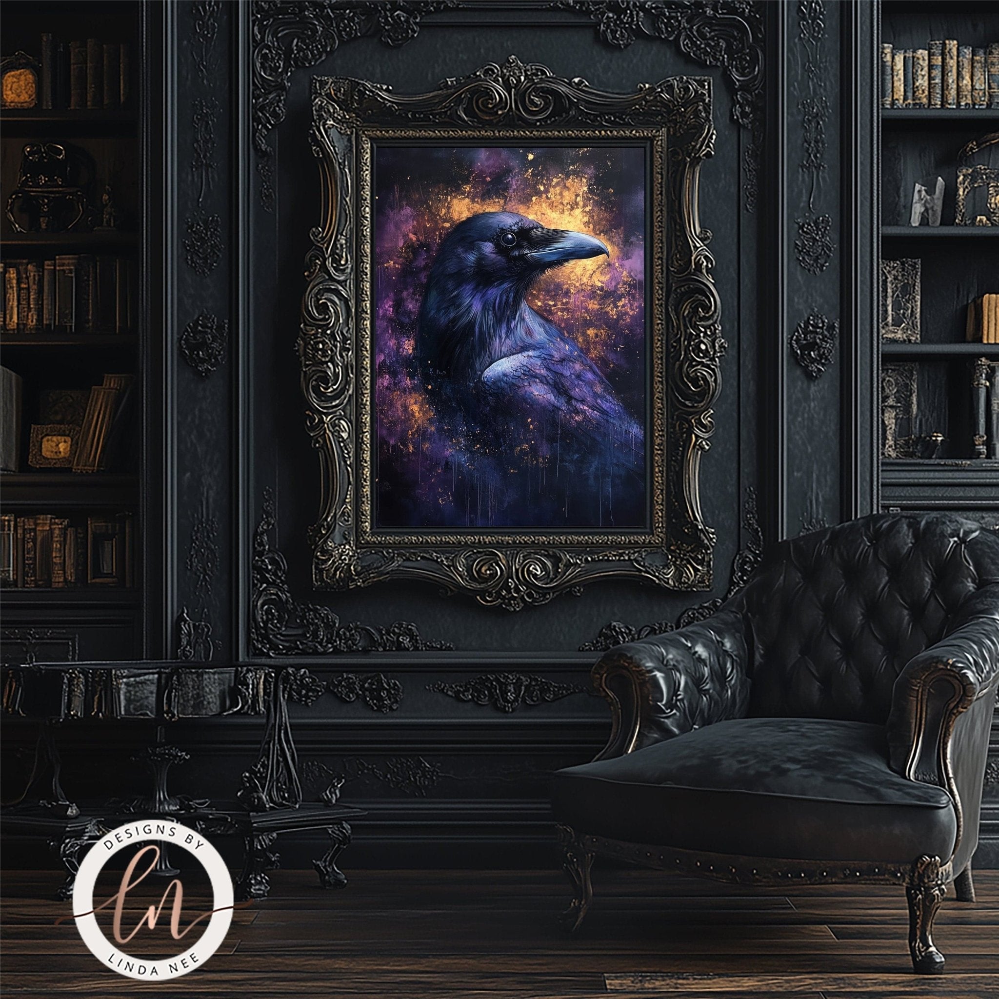 Fantasy Raven Portrait Wall Art Print - Available on Metal or Fine Art Paper