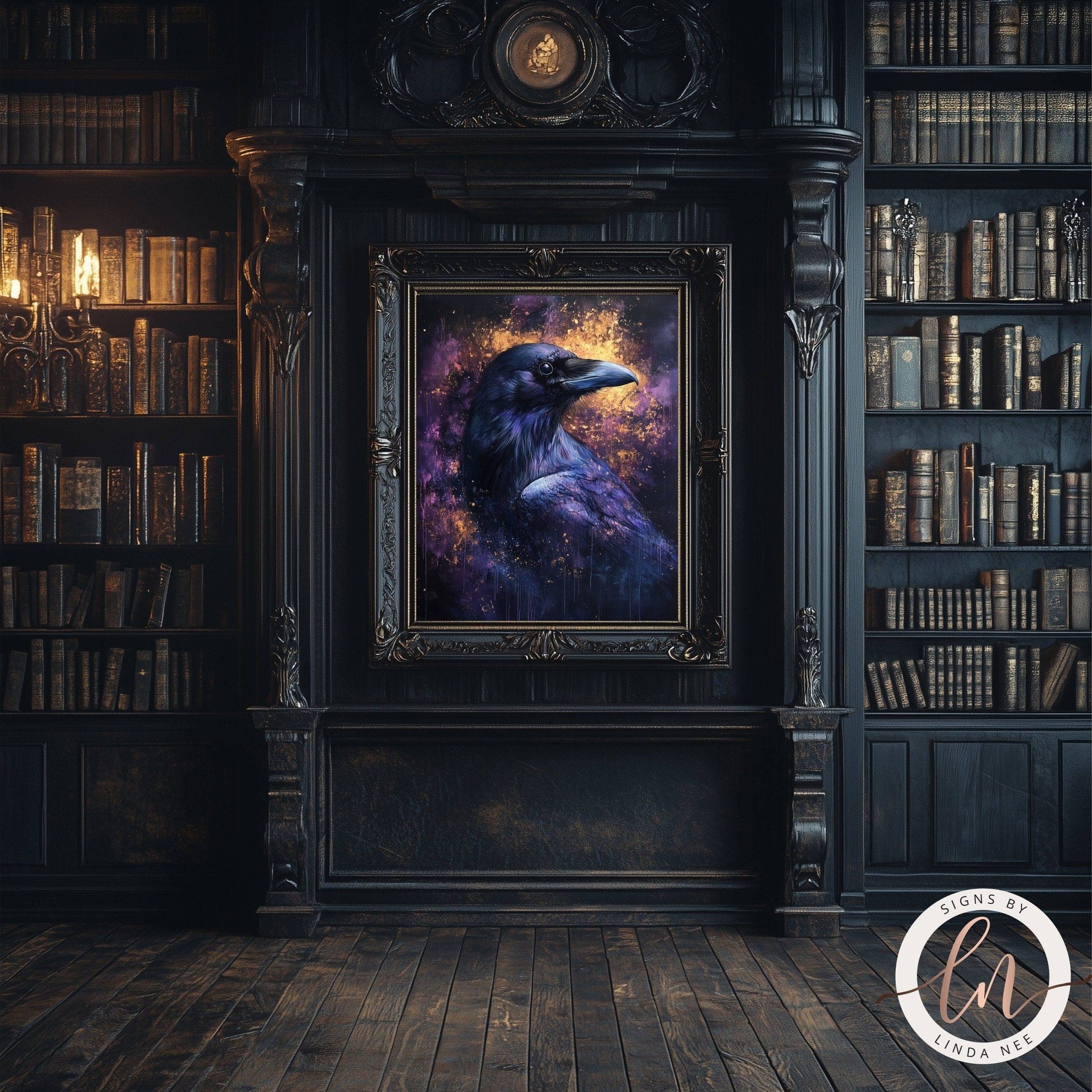 Fantasy Raven Portrait Wall Art Print - Available on Metal or Fine Art Paper