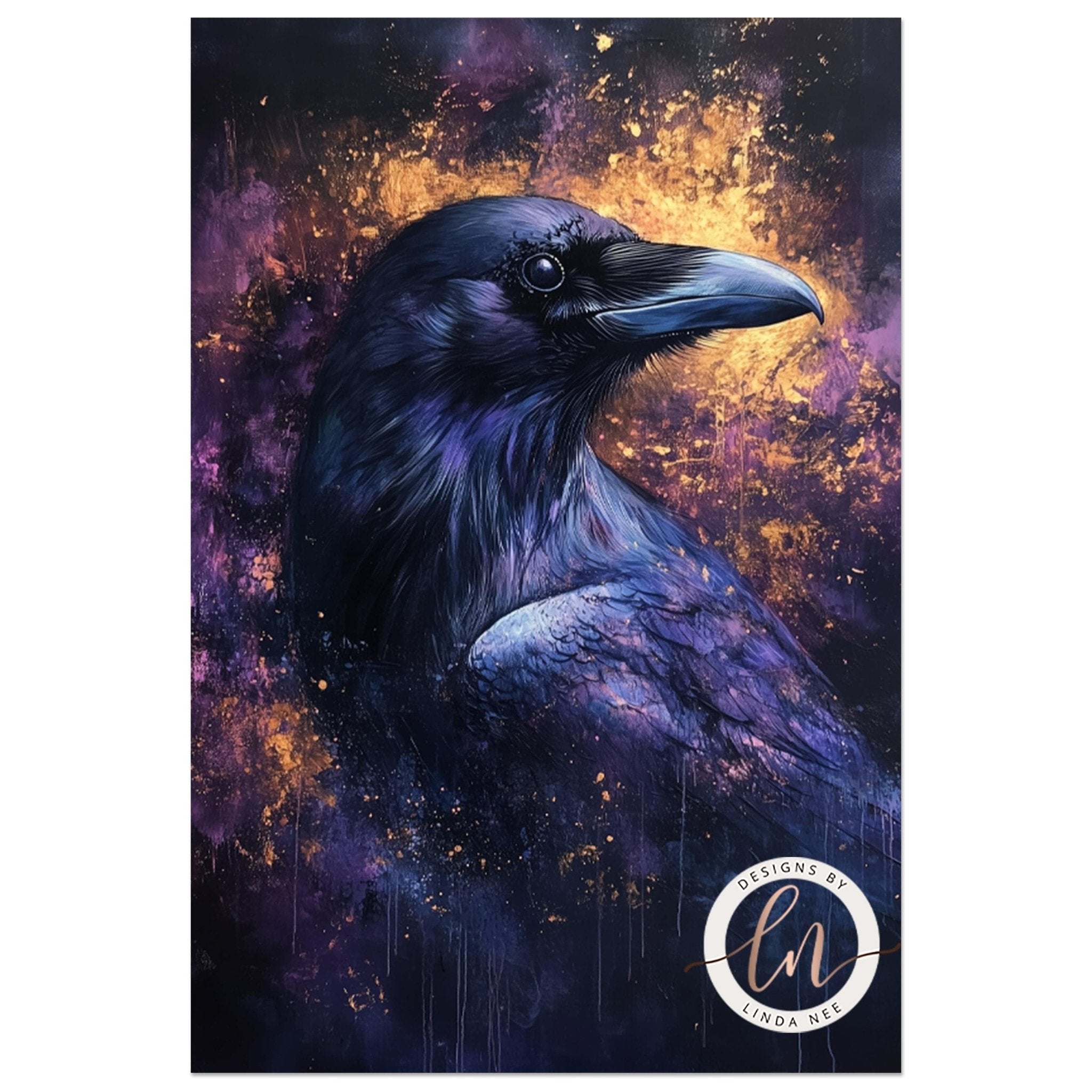 Fantasy Raven Portrait Wall Art Print - Available on Metal or Fine Art Paper