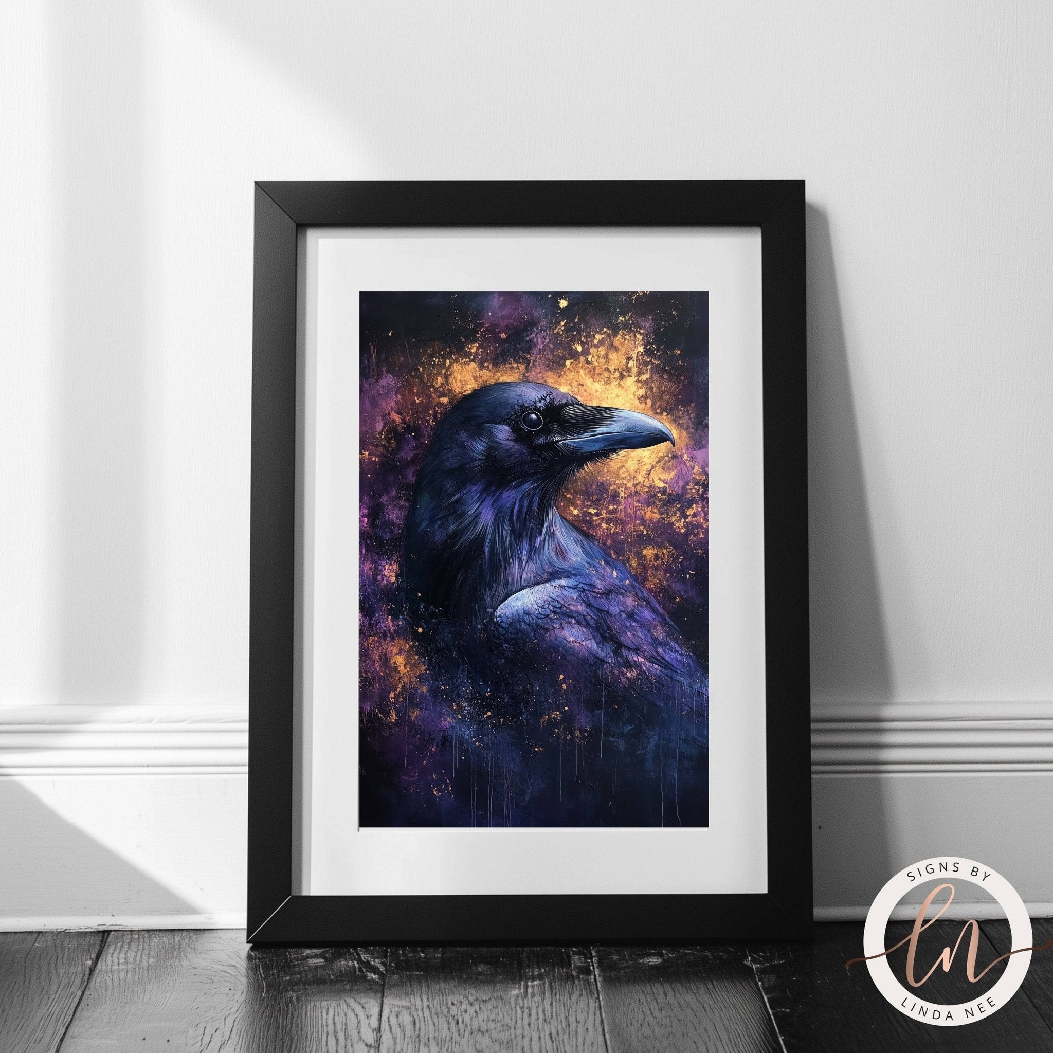 Fantasy Raven Portrait Wall Art Print - Available on Metal or Fine Art Paper