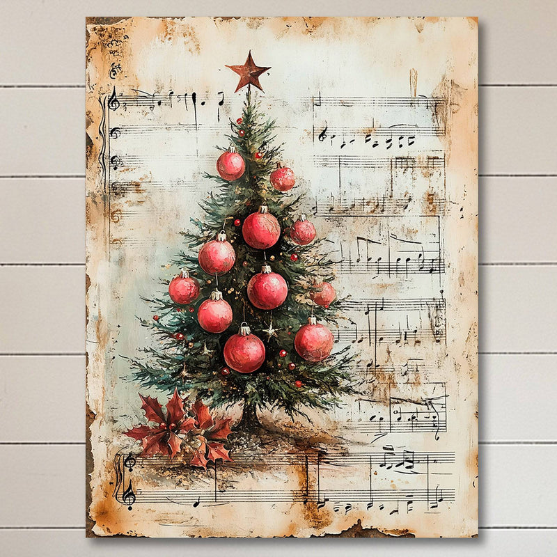 Vintage Christmas Carols Sheet Music Wall Art Print - Available on Metal or Fine Art Paper - Designs by Linda Nee