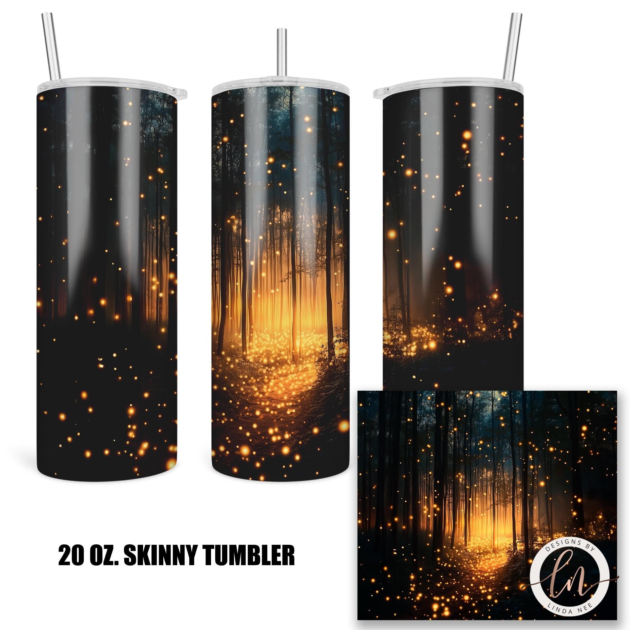 Fireflies Tumbler - Dark Academia Gothic Forest Gift