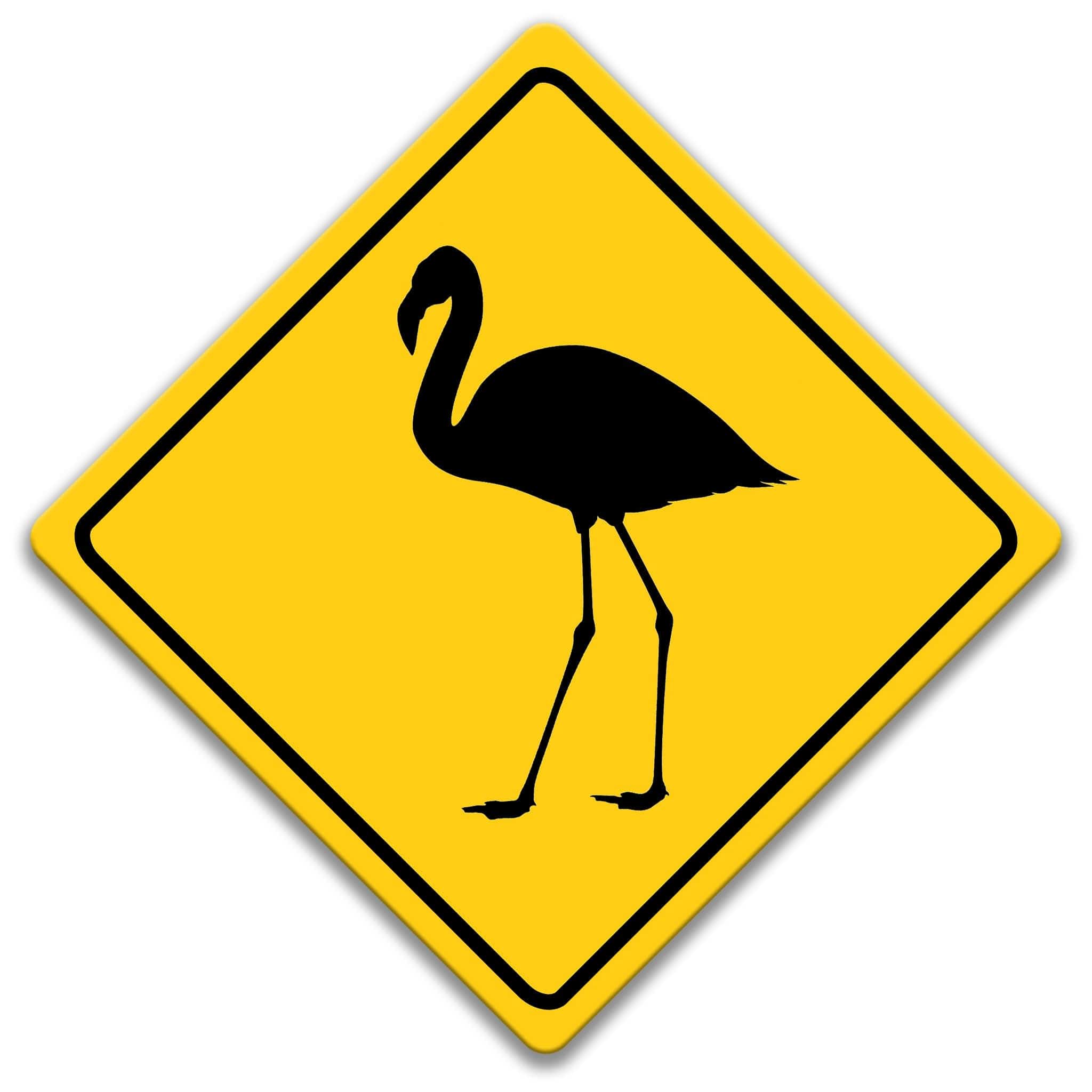 Flamingo Crossing Caution Sign