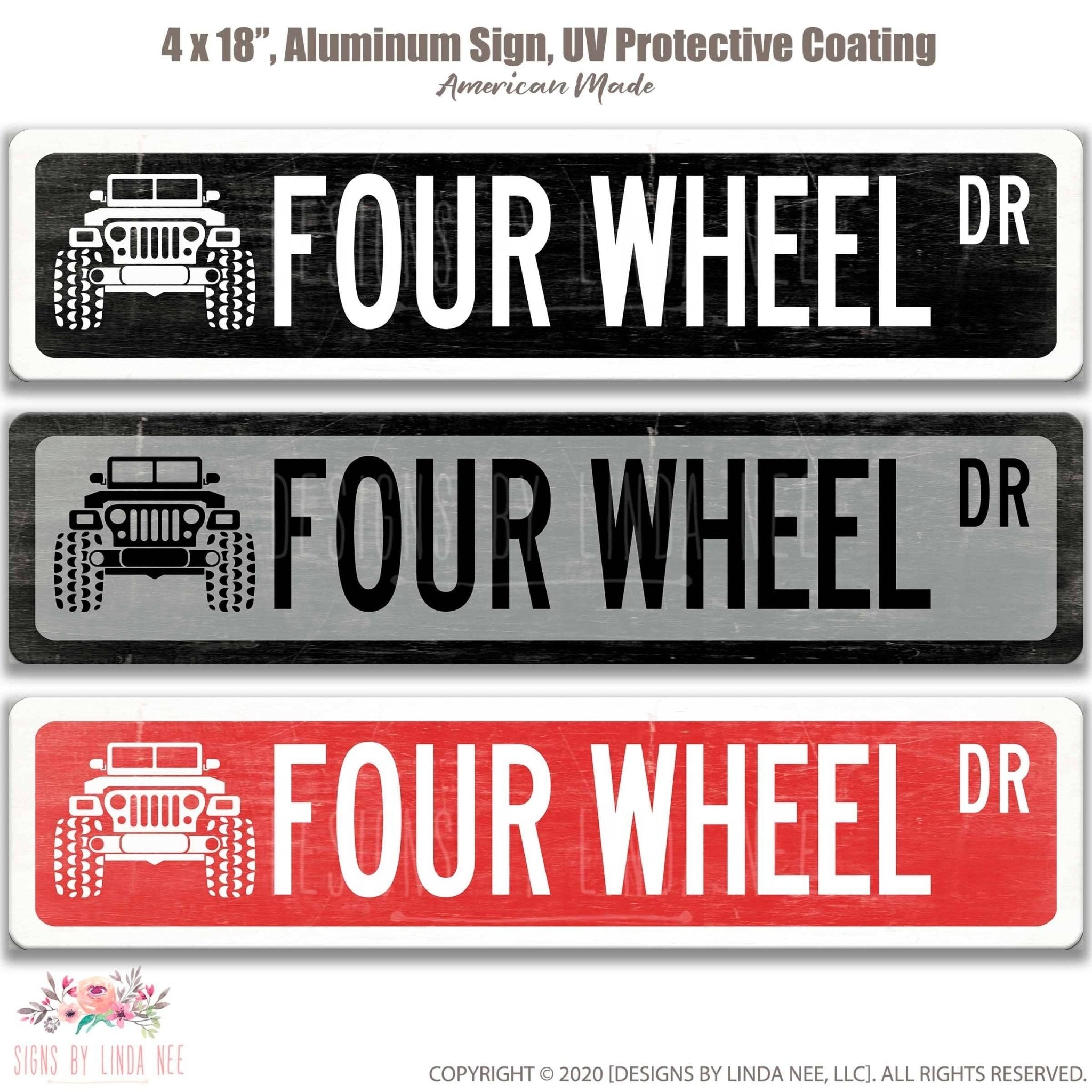 Four Wheel Dr JEEP Metal Street Sign, Garage Sign, Auto Accessories