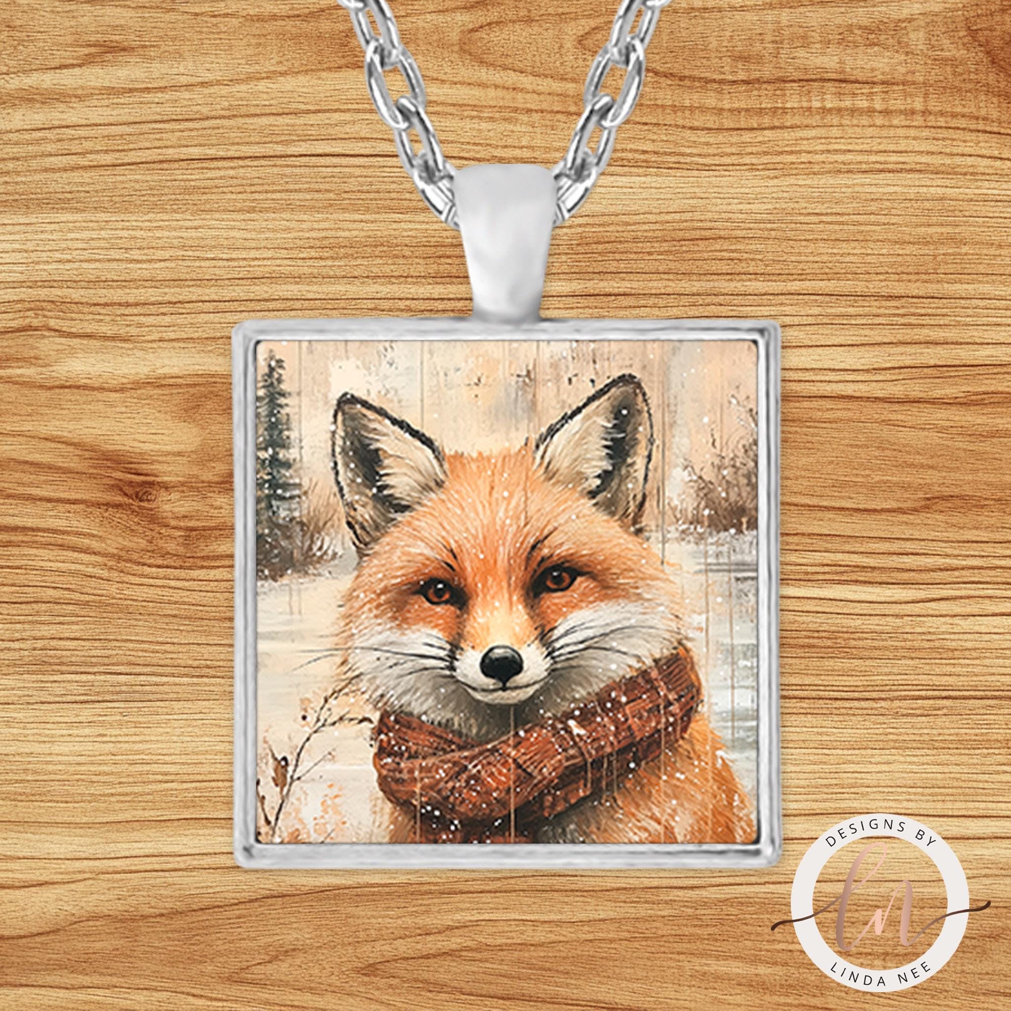 Fox Necklace - Forest Animal Pendant Winter JewelryDesigns by Linda Nee