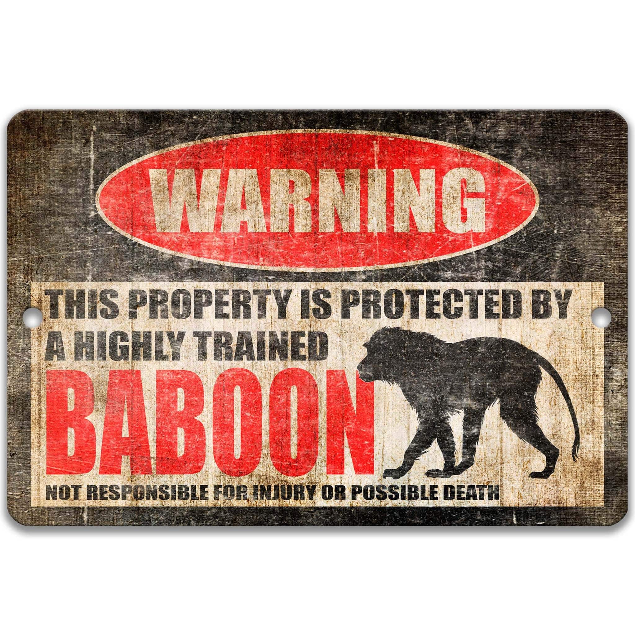 Funny Baboon Warning Sign - Baboon Decor for Home - Old World Monkey Mandrill Design