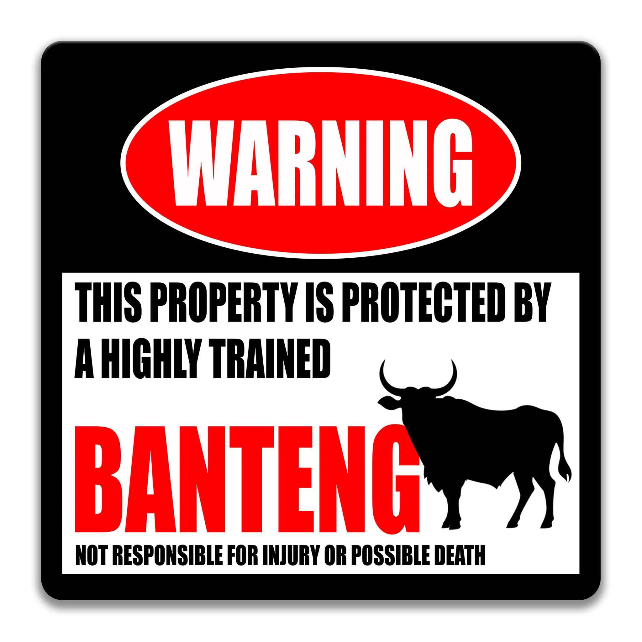 Funny Banteng Warning Sign - Wild Ox and Bovine Design