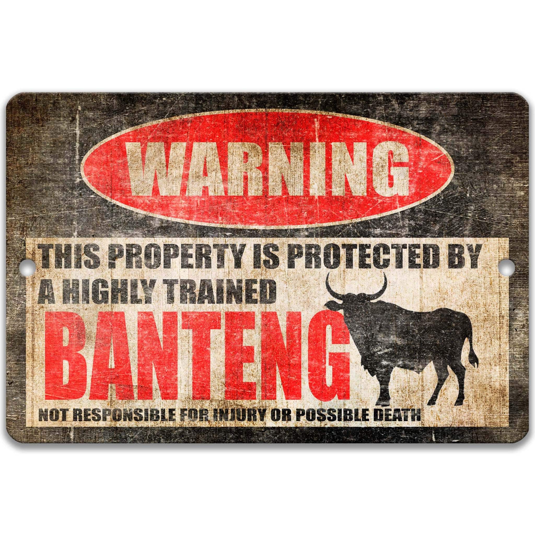 Funny Banteng Warning Sign - Wild Ox and Bovine Design