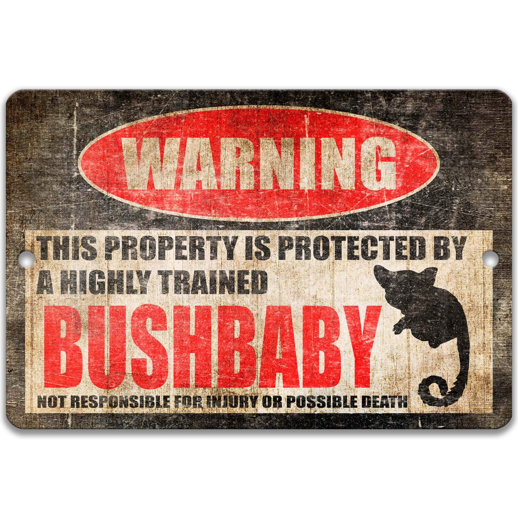 Funny Bushbaby Warning Sign for Campsites - Available in Multiple Sizes - Perfect Yard Decoration