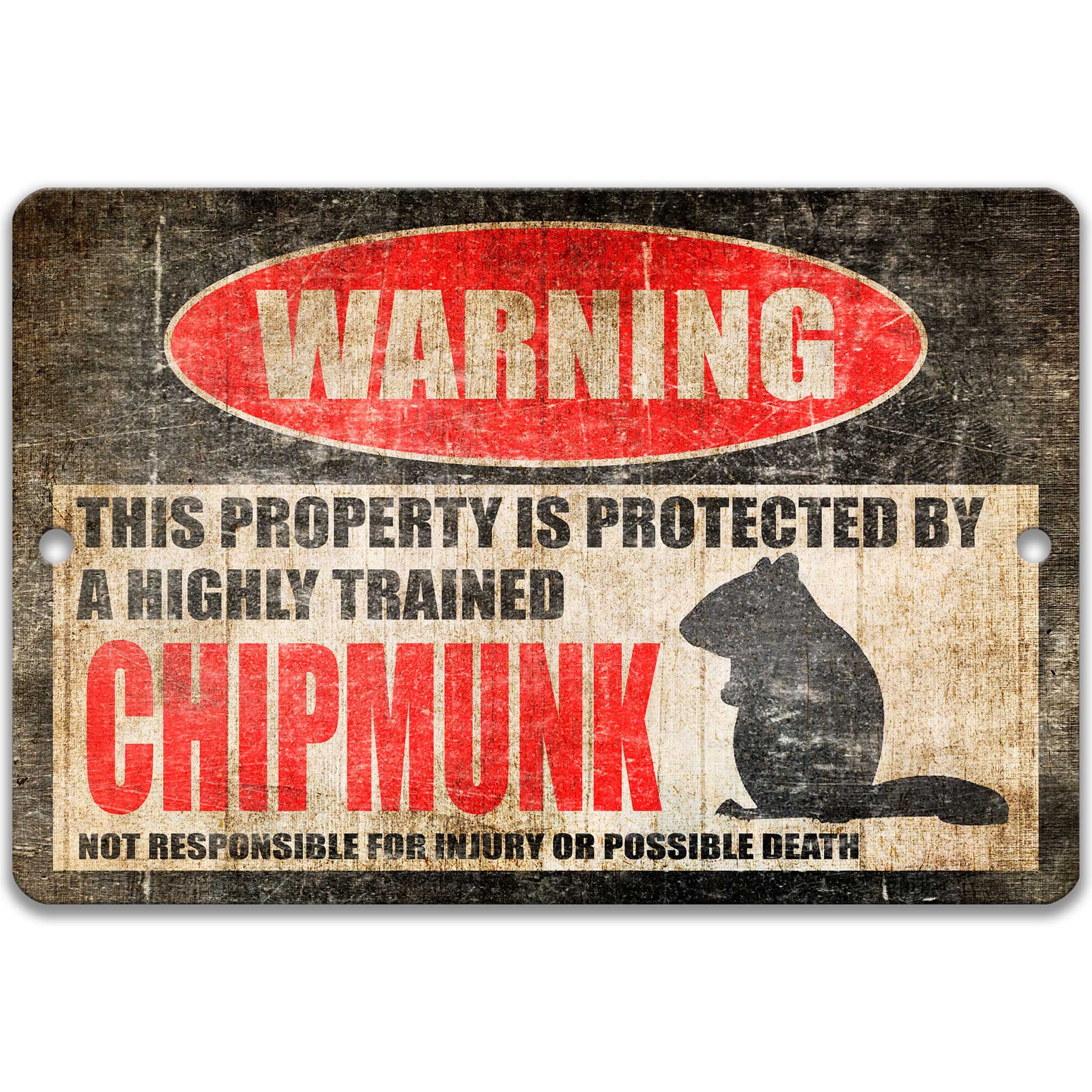 Funny Chipmunk Sign - Protected by Our Furry Friend - Animal Decor for Your Home or Farm