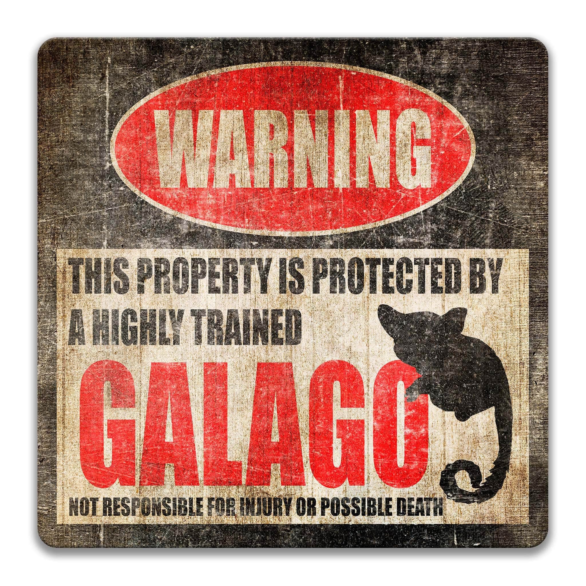 Funny Galago Warning Sign, Galago Decor, Bush Baby Sign, Nagapies Decor