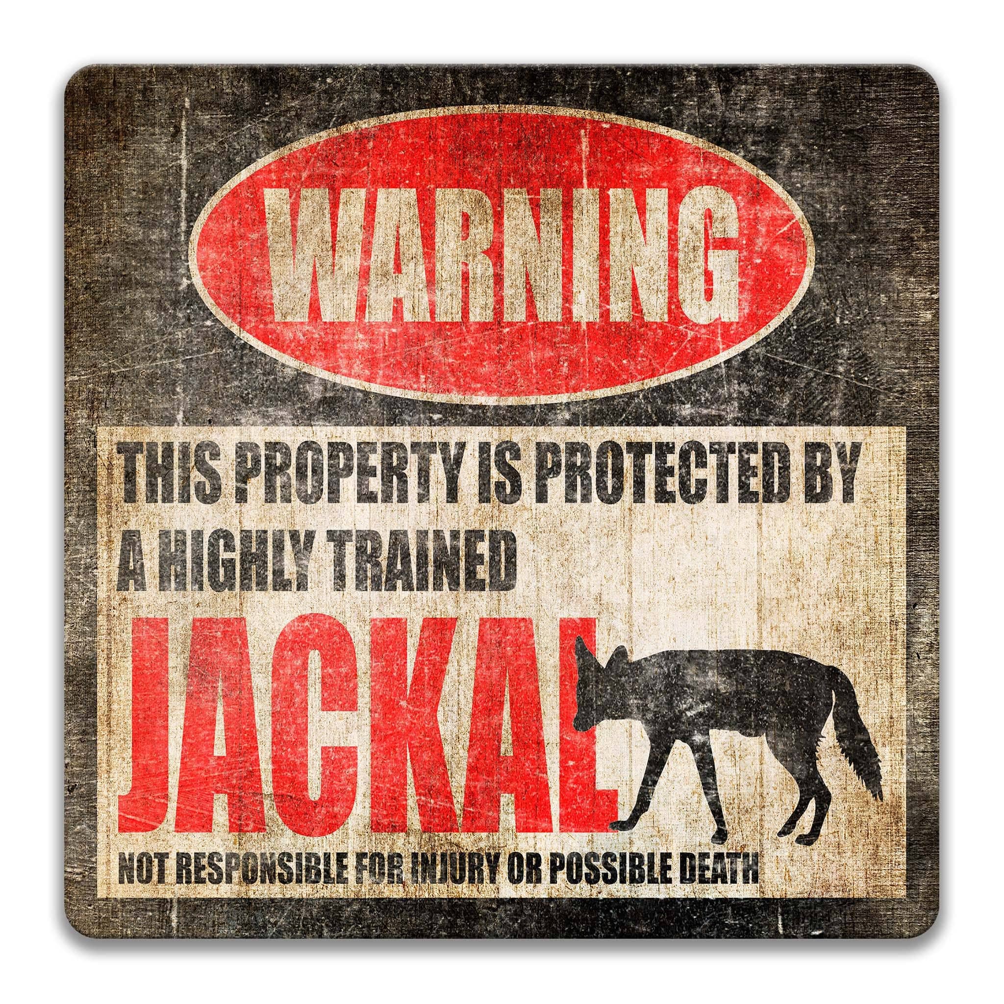 Funny Jackal Warning Sign, Dingo, Hyena, Coyote, African Animals