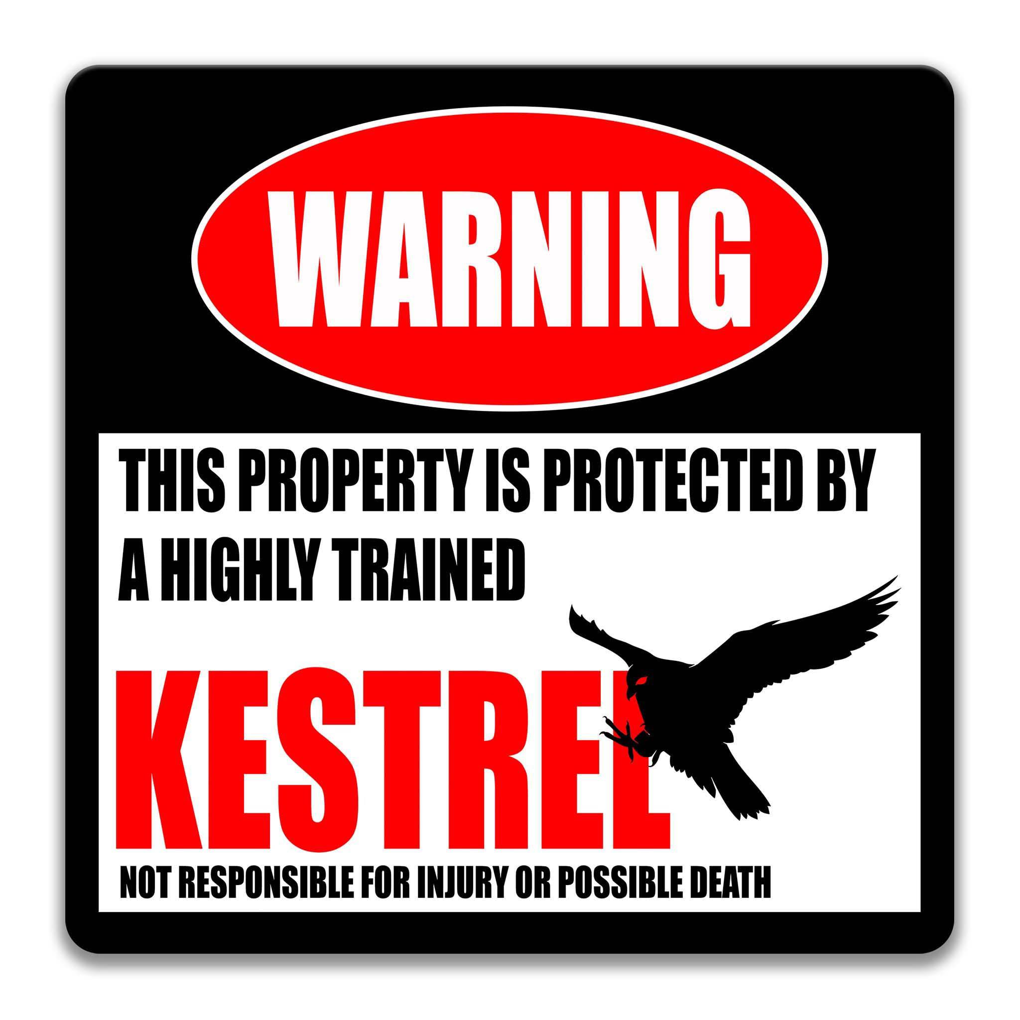 Funny Kestrel Warning Sign, Beware of Kestrel Sign, Bird Watcher Gifts, Backyard Bird Decor