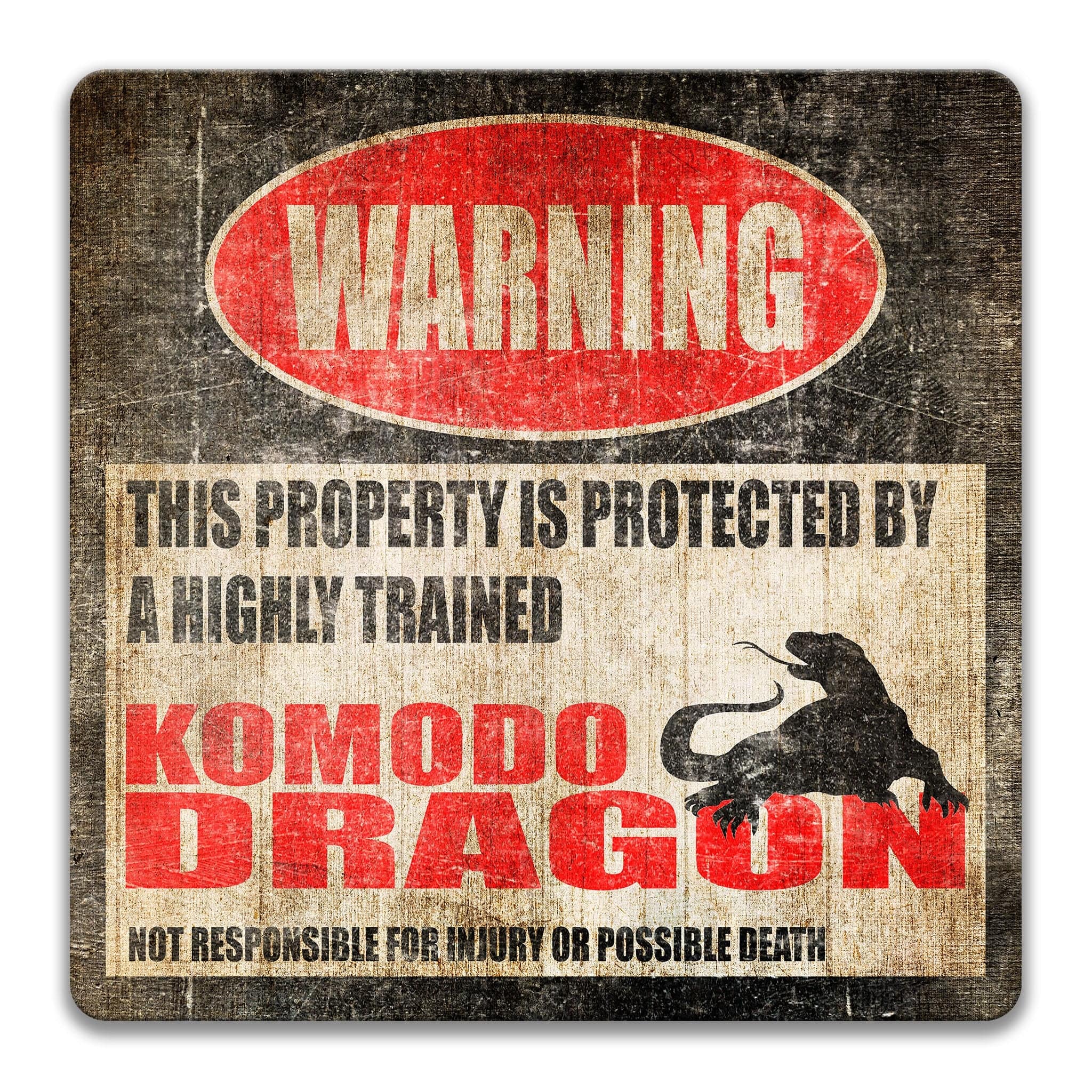 Funny Komodo Dragon Warning Sign