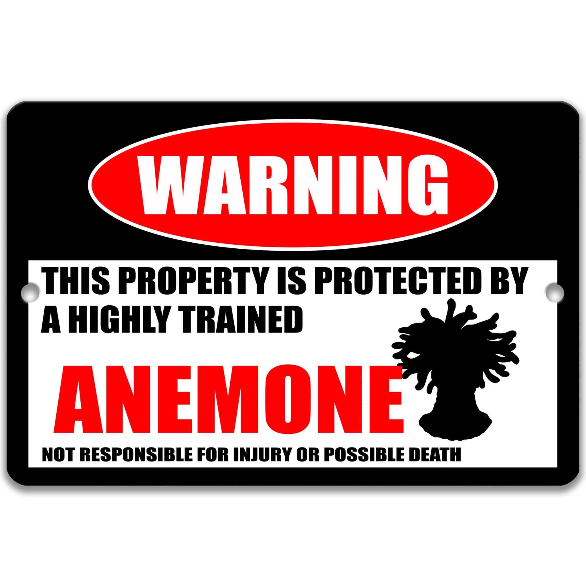 Funny Sea Anemone Warning Sign - Handmade Anemone Decor for Fish Tanks - Great for Ocean Lovers and Marine Enthusiasts