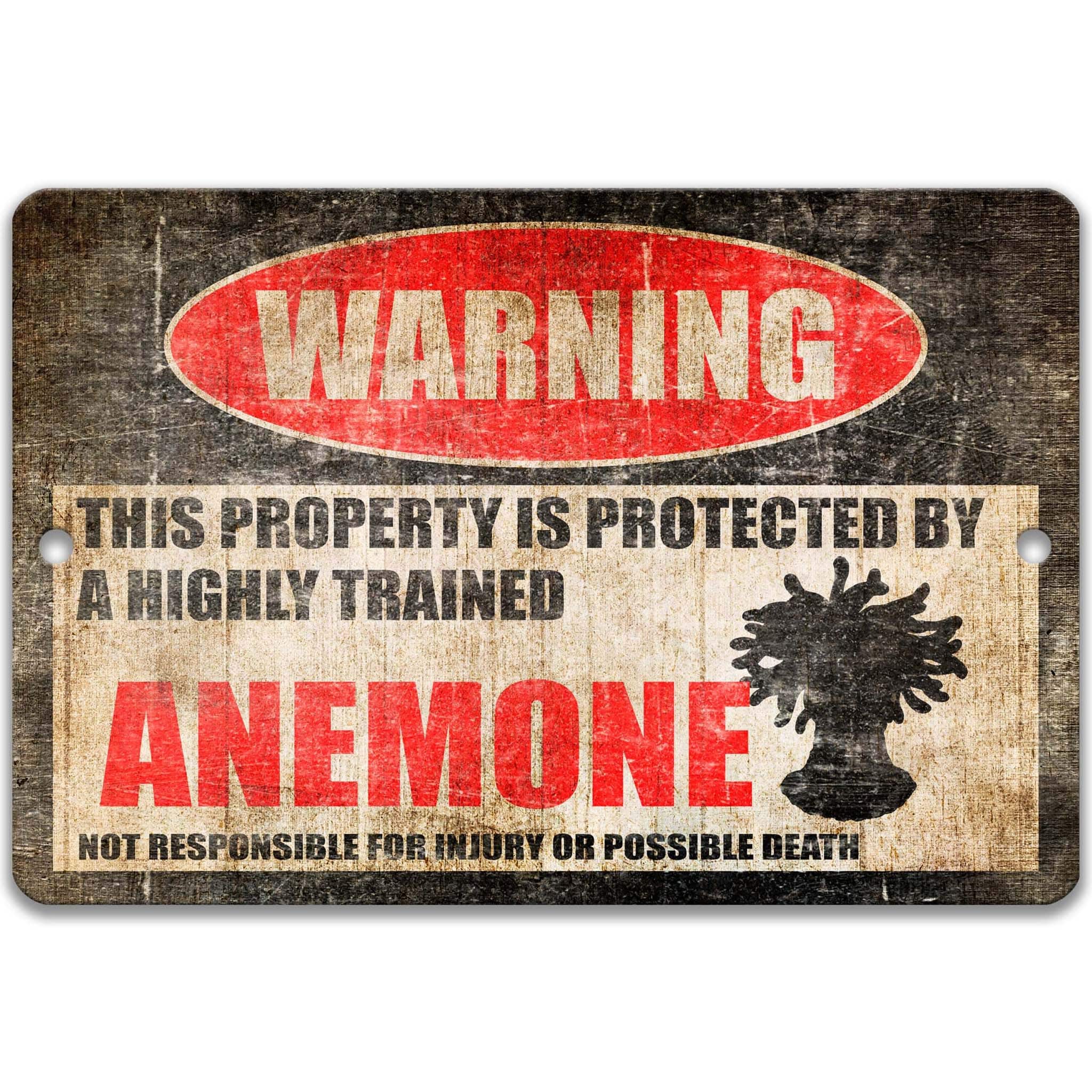 Funny Sea Anemone Warning Sign - Handmade Anemone Decor for Fish Tanks - Great for Ocean Lovers and Marine Enthusiasts