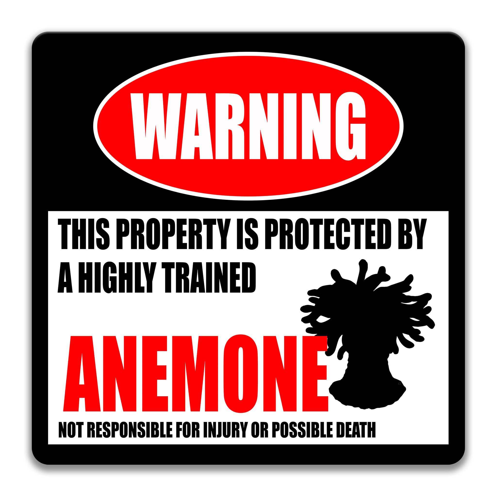 Funny Sea Anemone Warning Sign - Handmade Anemone Decor for Fish Tanks - Great for Ocean Lovers and Marine Enthusiasts