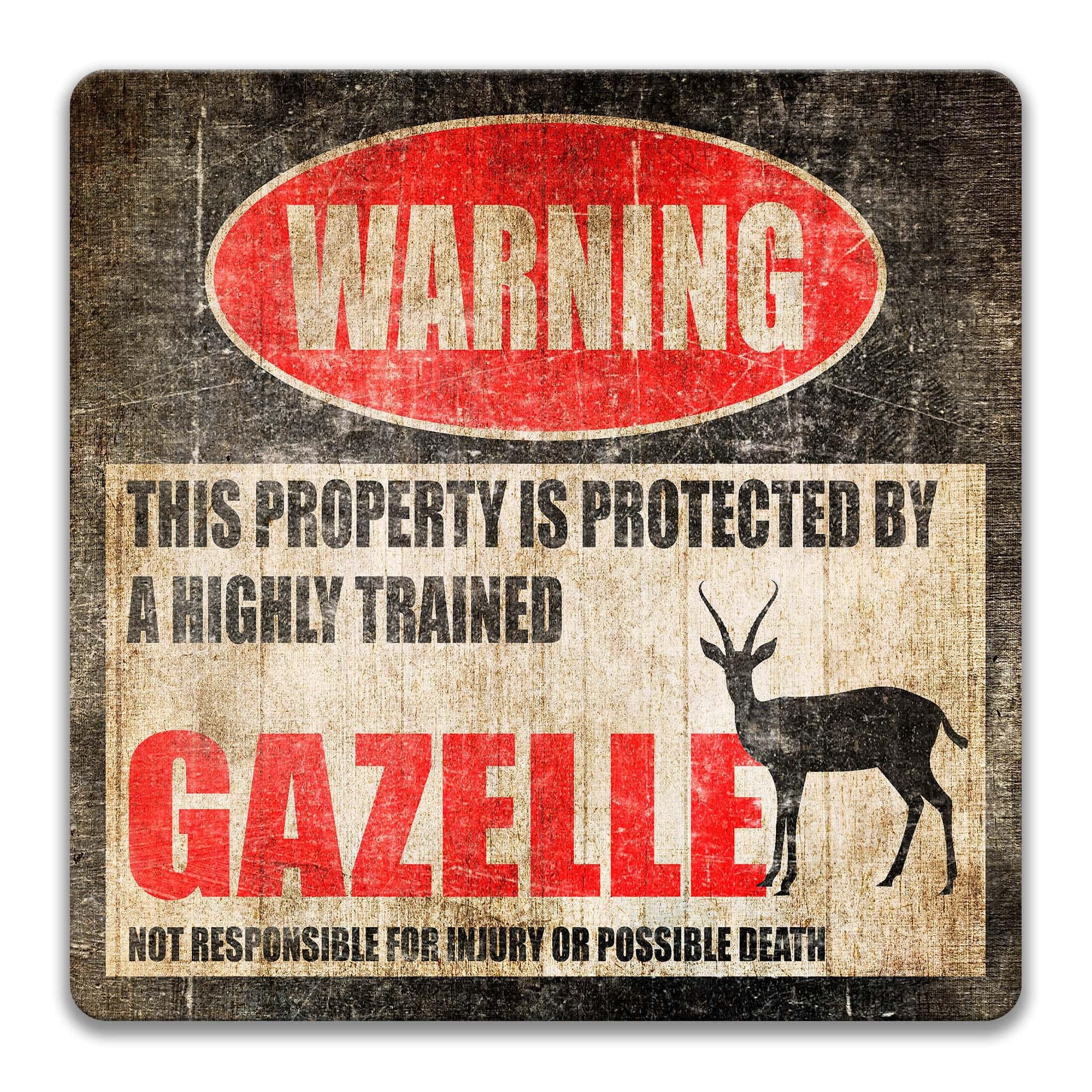 Gazelle Metal Sign, Gazelle Warning, Antelope, Gazelle Humor