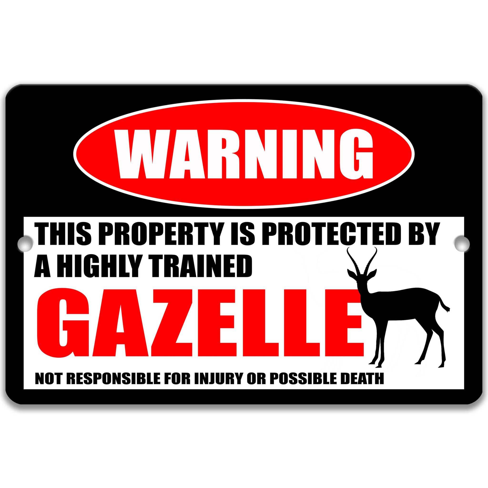 Gazelle Metal Sign, Gazelle Warning, Antelope, Gazelle Humor