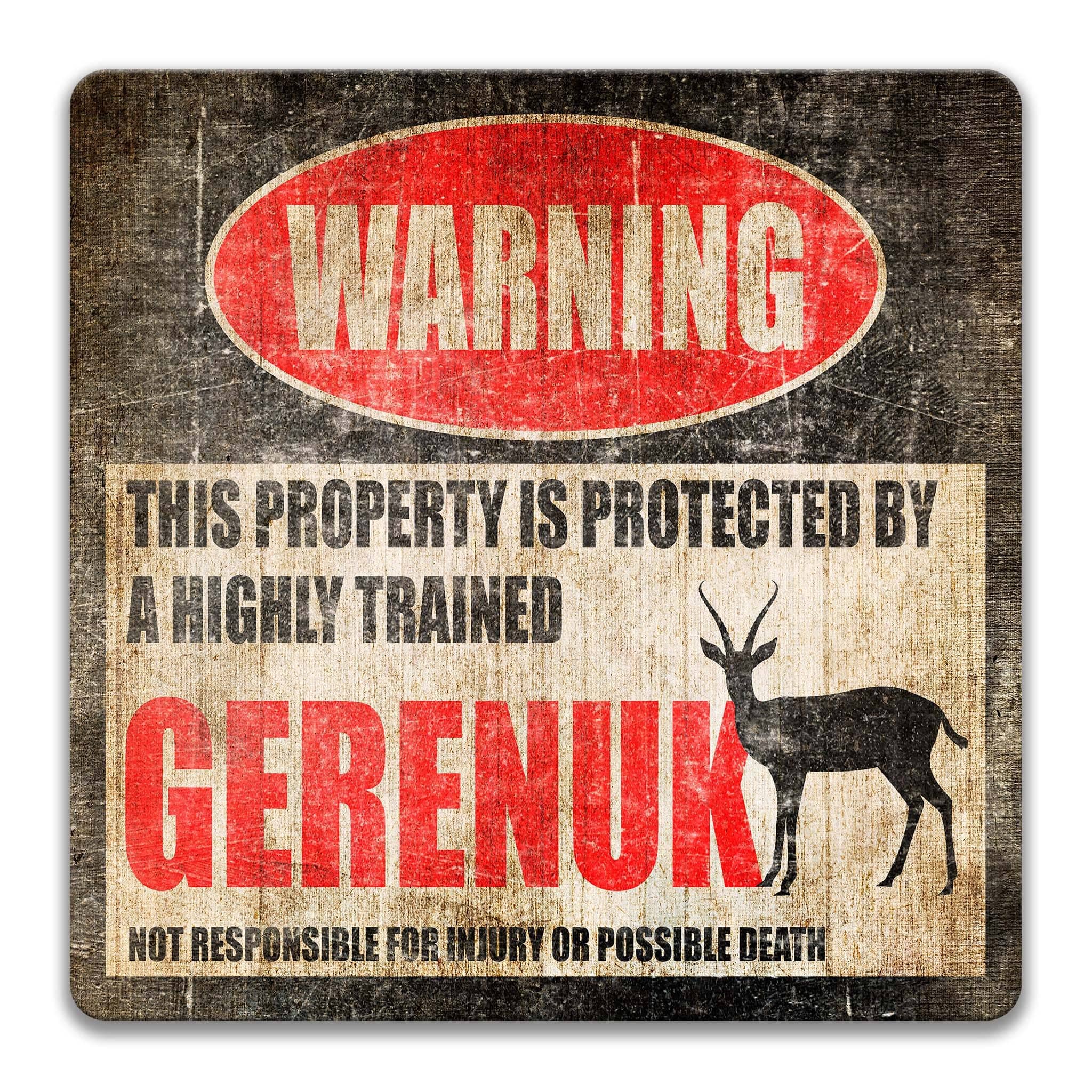 Gerenuk Metal Sign, Gerenuk Warning, Gerenuk Decor, Antelope, Giraffe Gazelle