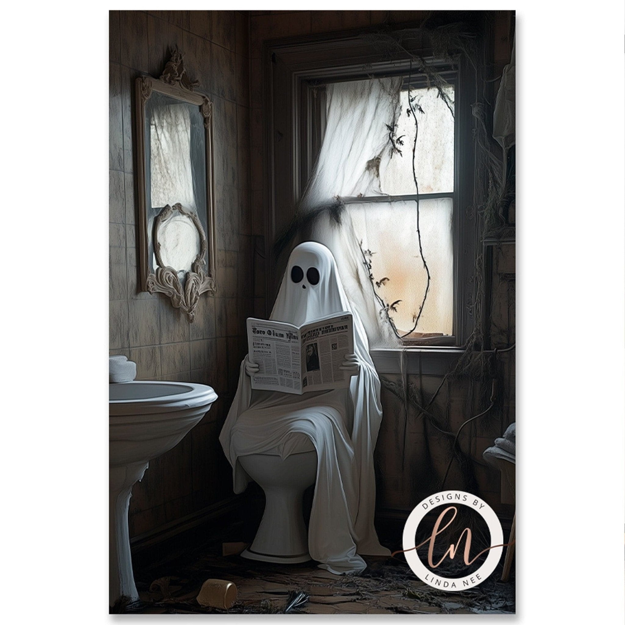 Ghost on Toilet Wall Art - Metal or Fine Art Print