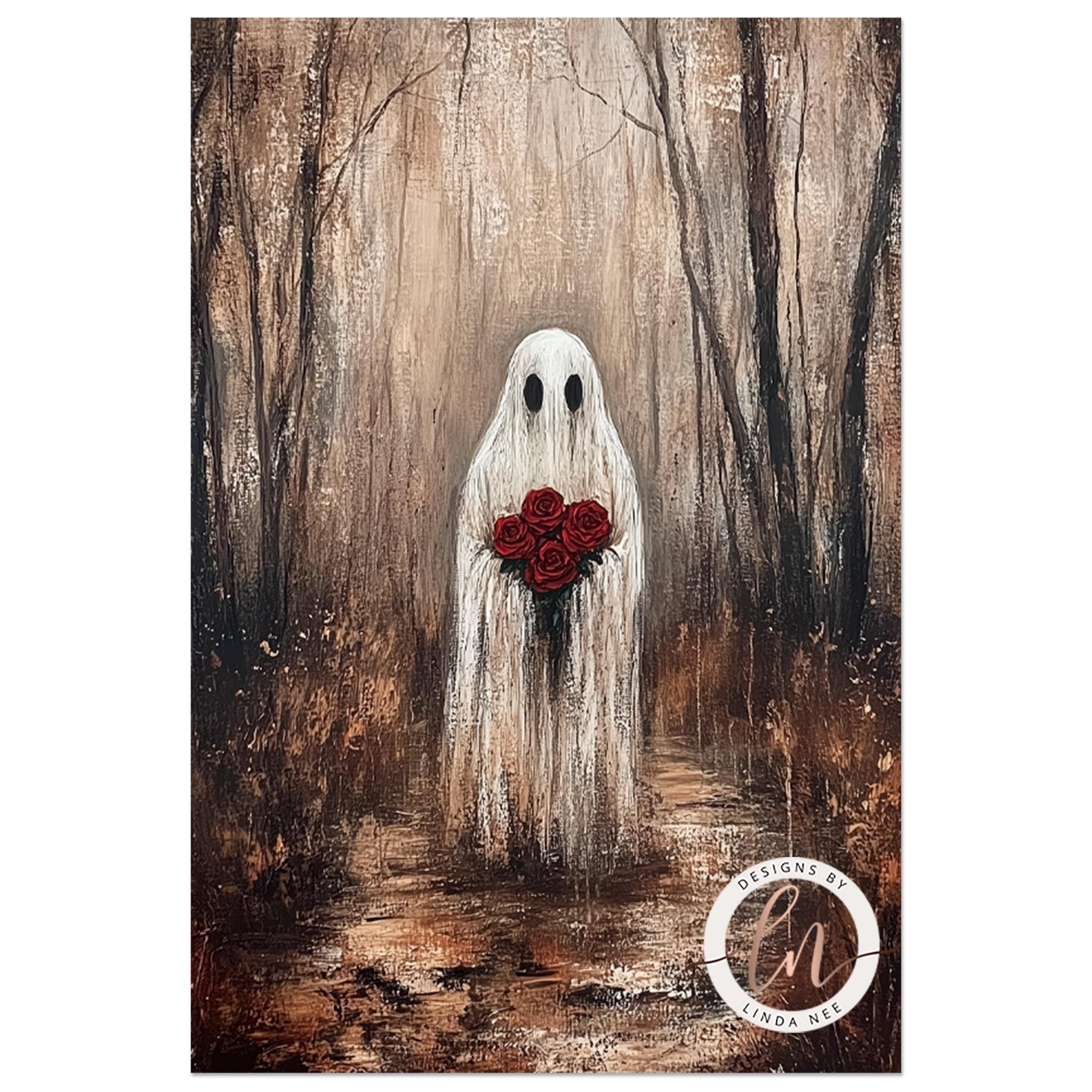 Ghost with Roses – Gothic Wall Art