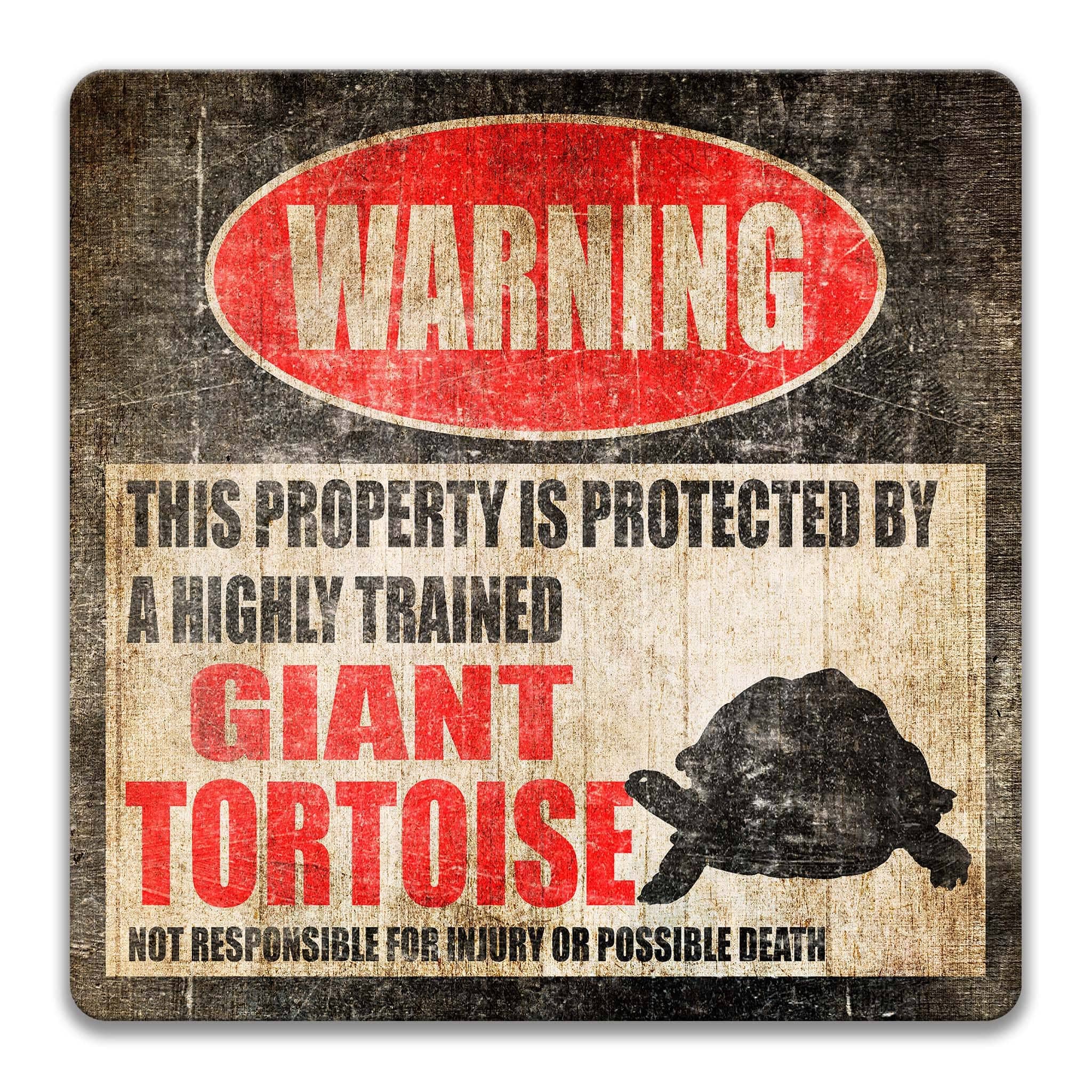 Giant Tortoise Metal Sign, Giant Tortoise Warning, Galápagos Islands, Land Tortoise Sign