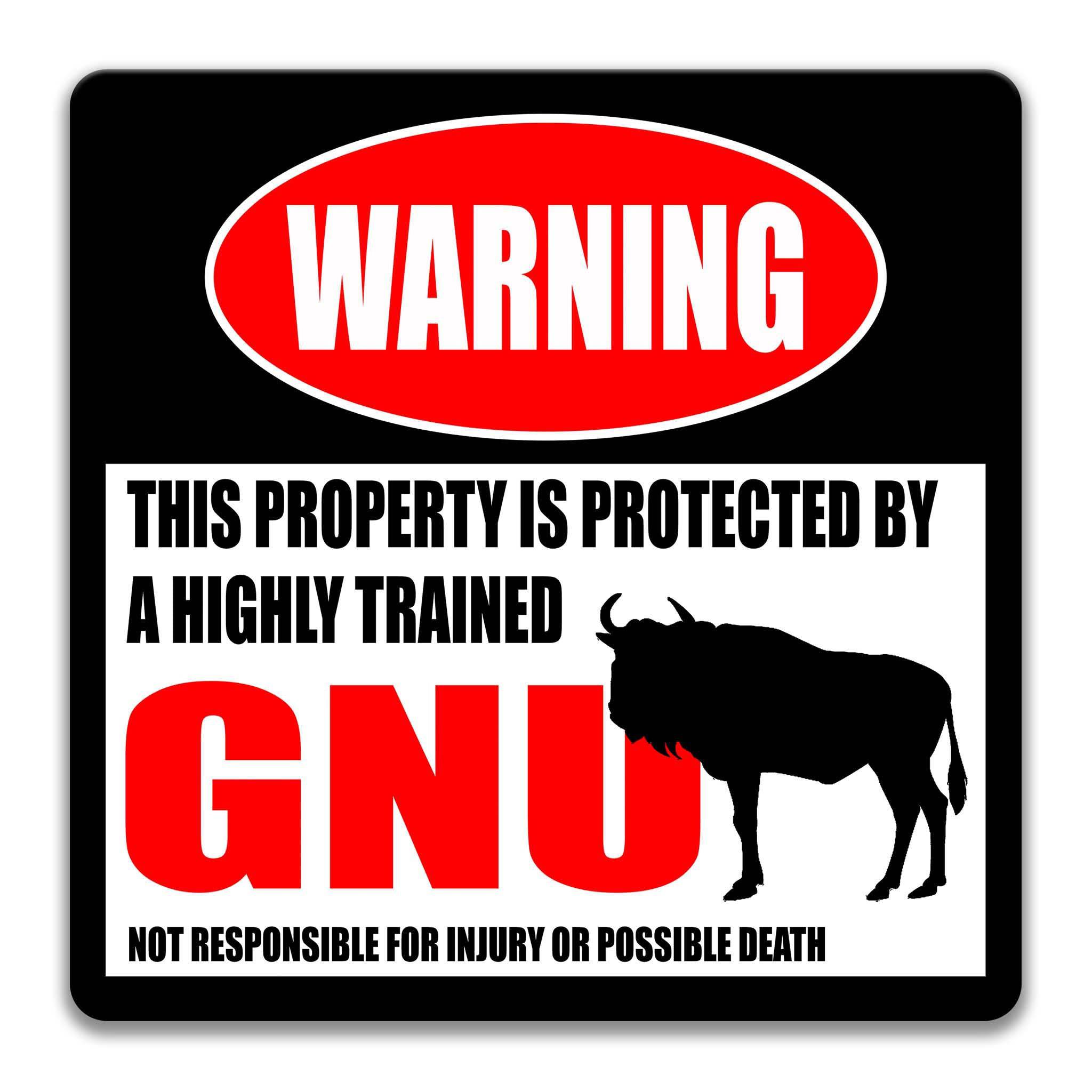 Gnu Metal Sign, Gnu Warning, Wildebeest, Antelope, Gazelle, Springbok, Impala, Addax, Dik - dik, African Antelope, Safari Animals 8 - HIG245