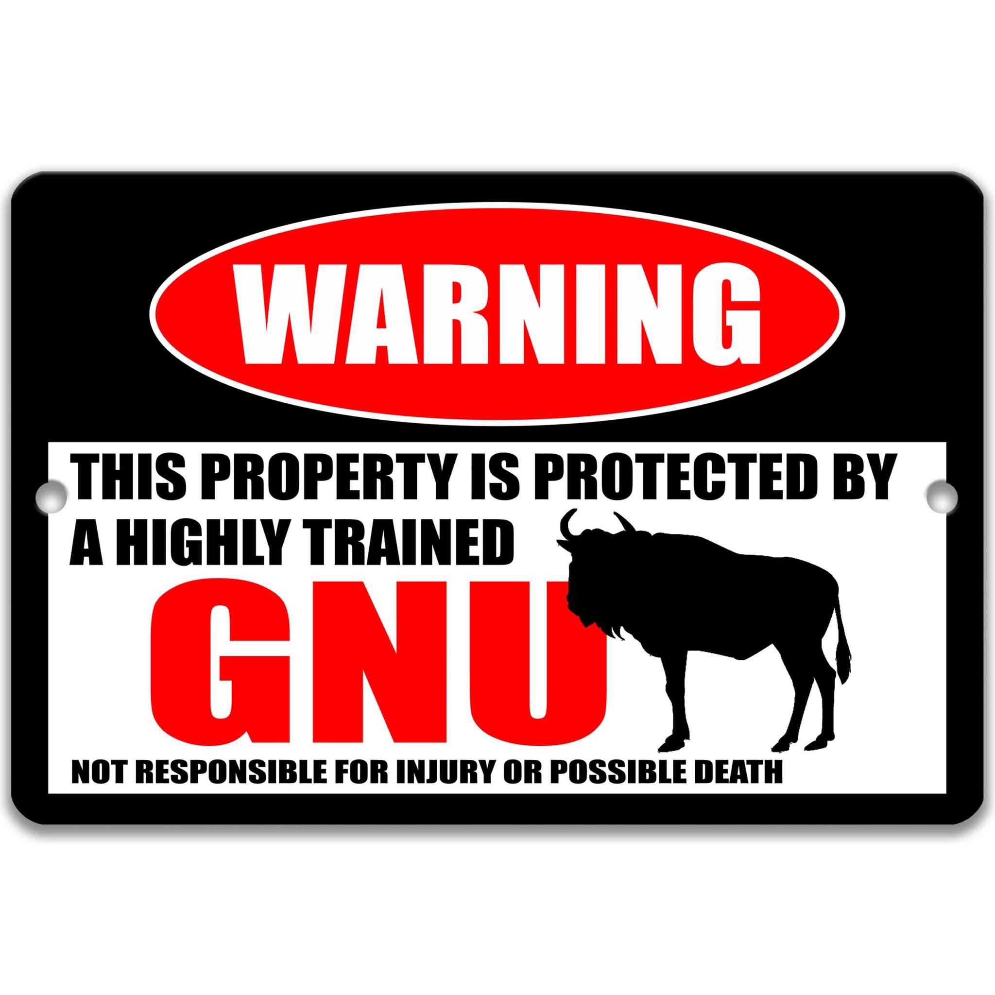 Gnu Metal Sign, Gnu Warning, Wildebeest, Antelope, Gazelle, Springbok, Impala, Addax, Dik - dik, African Antelope, Safari Animals 8 - HIG245