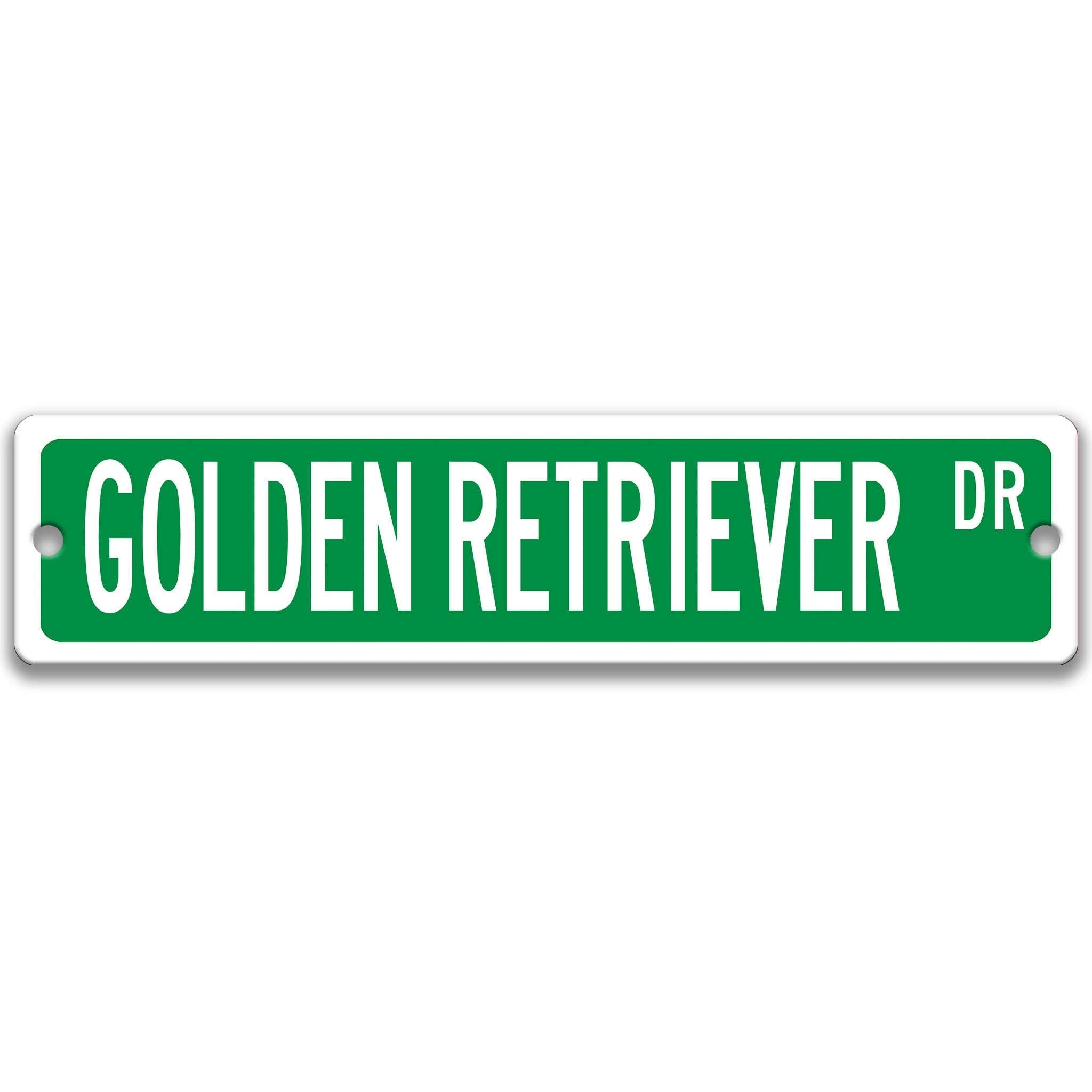 Golden Retriever Dog Metal Street Sign