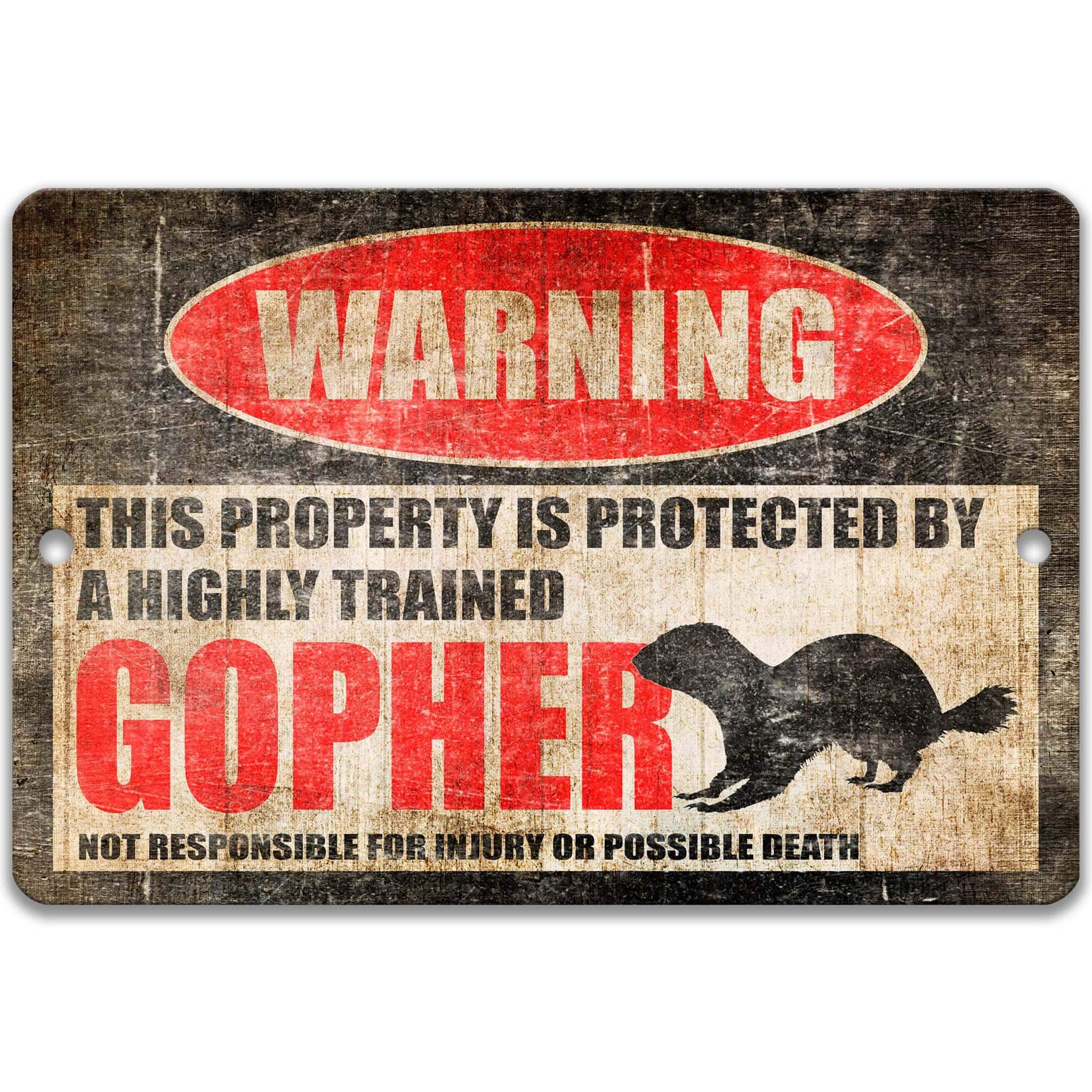 Gopher Metal Sign, Gopher Warning, Funny Groundhog Decor, Woodchuck