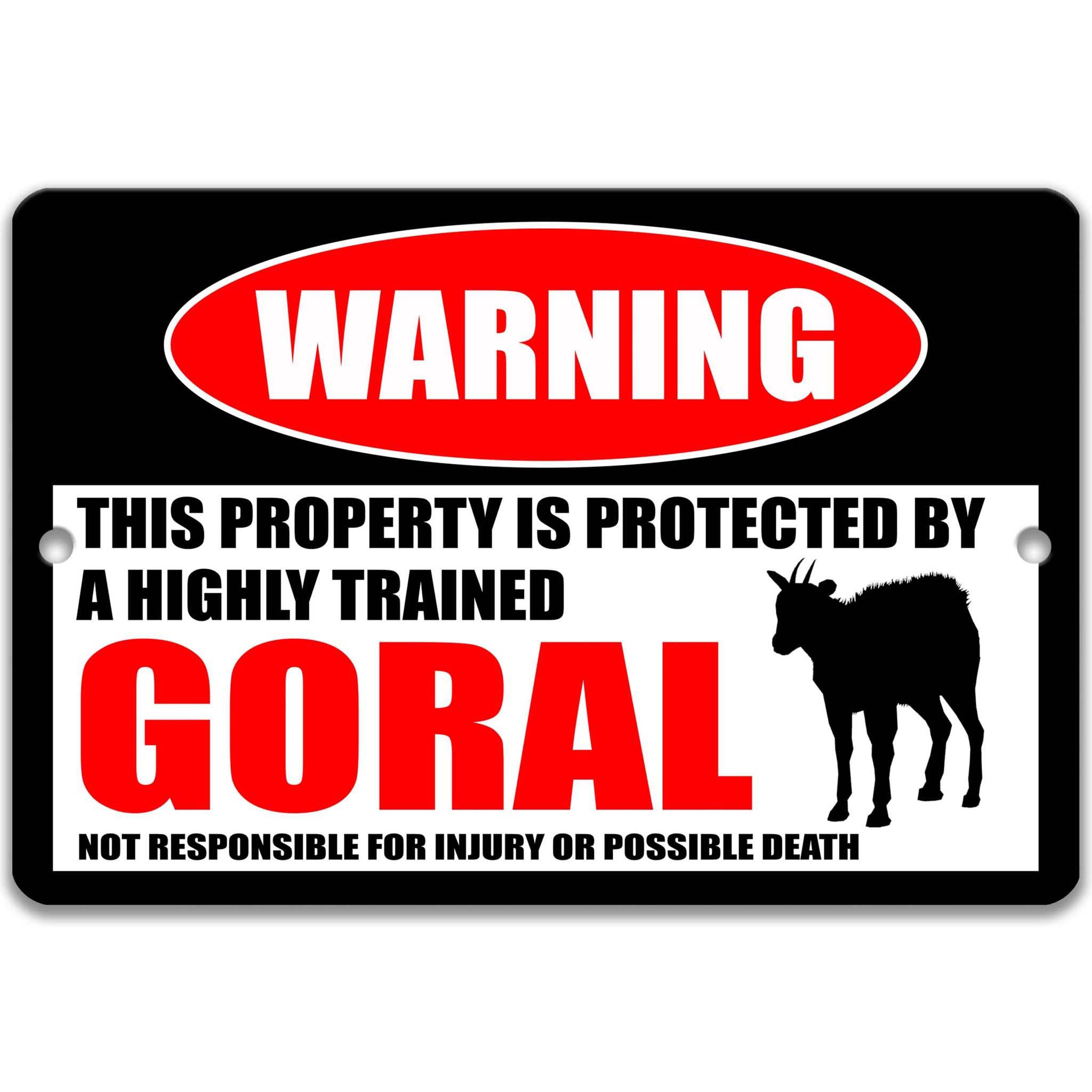 Goral Metal Sign, Goral Warning, Alpine Ibex, Mountain Goat, Wild Goat, Goat Antelope