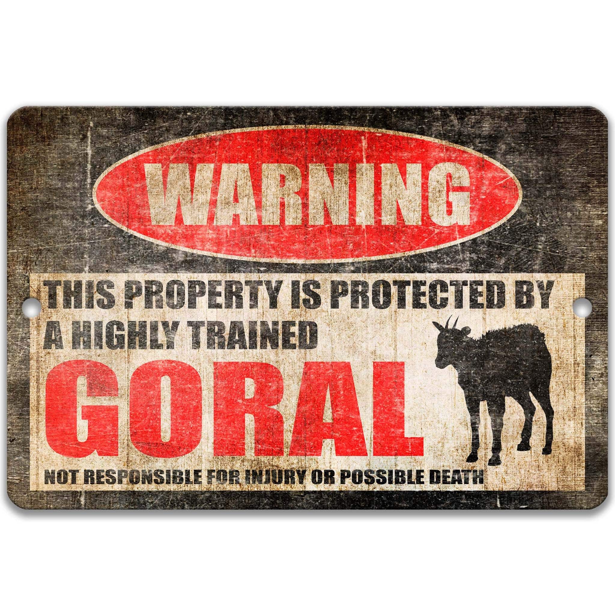 Goral Metal Sign, Goral Warning, Alpine Ibex, Mountain Goat, Wild Goat, Goat Antelope