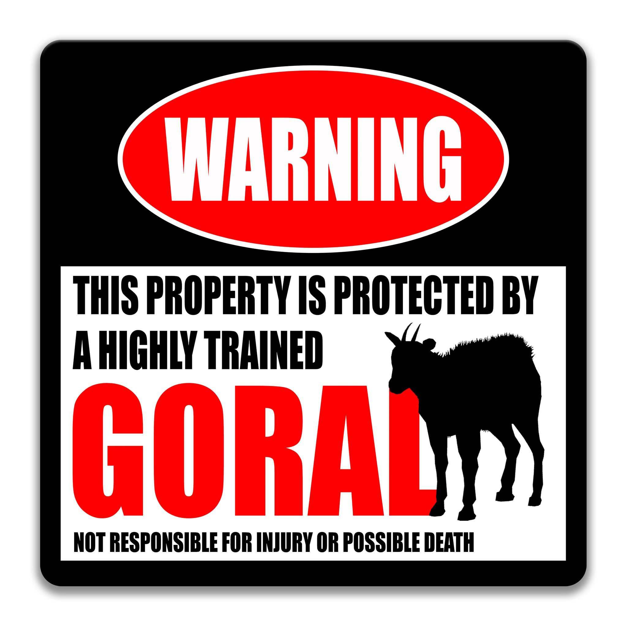 Goral Metal Sign, Goral Warning, Alpine Ibex, Mountain Goat, Wild Goat, Goat Antelope