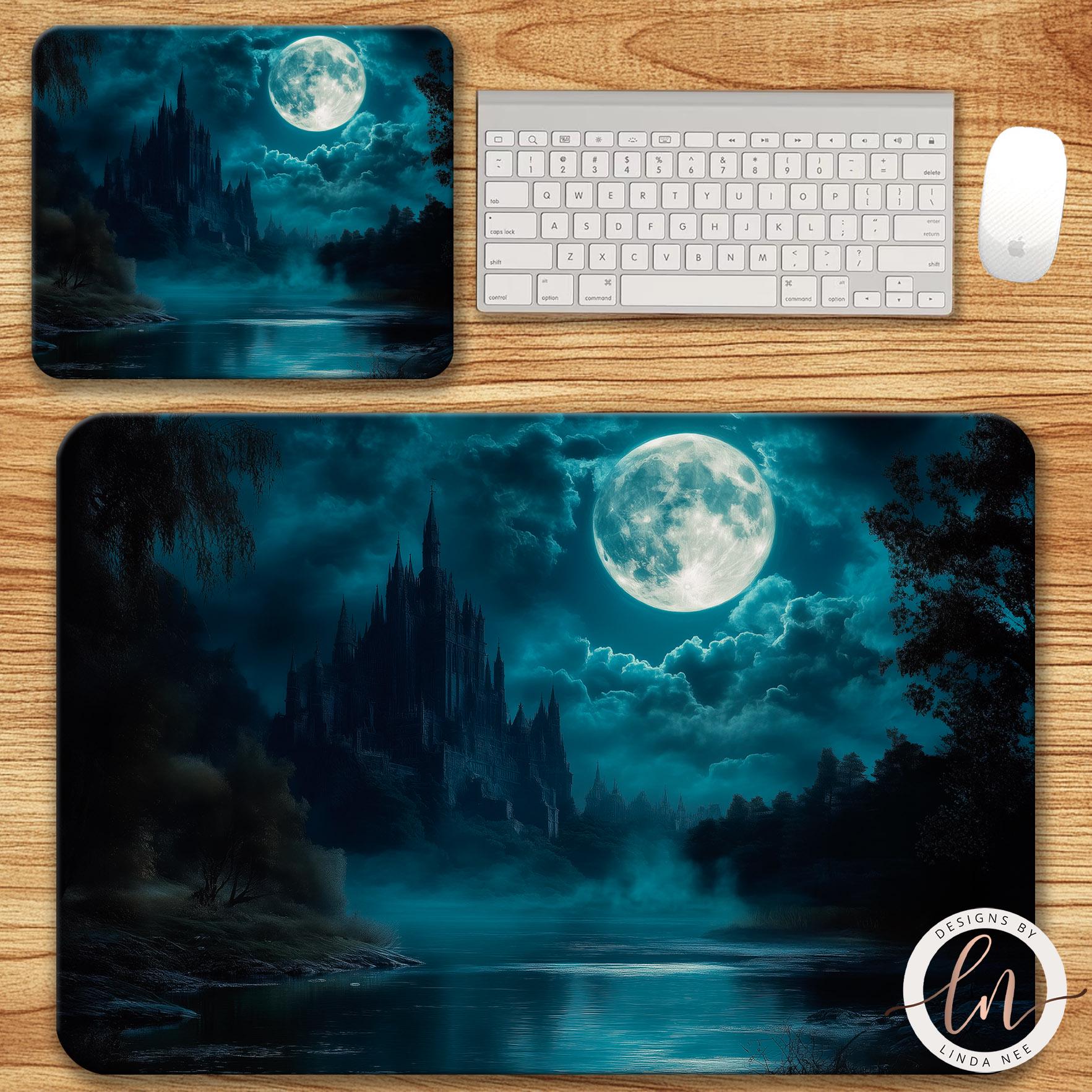 Gothic Moonlit Night Desk Pad - Dark Fantasy Mousepad