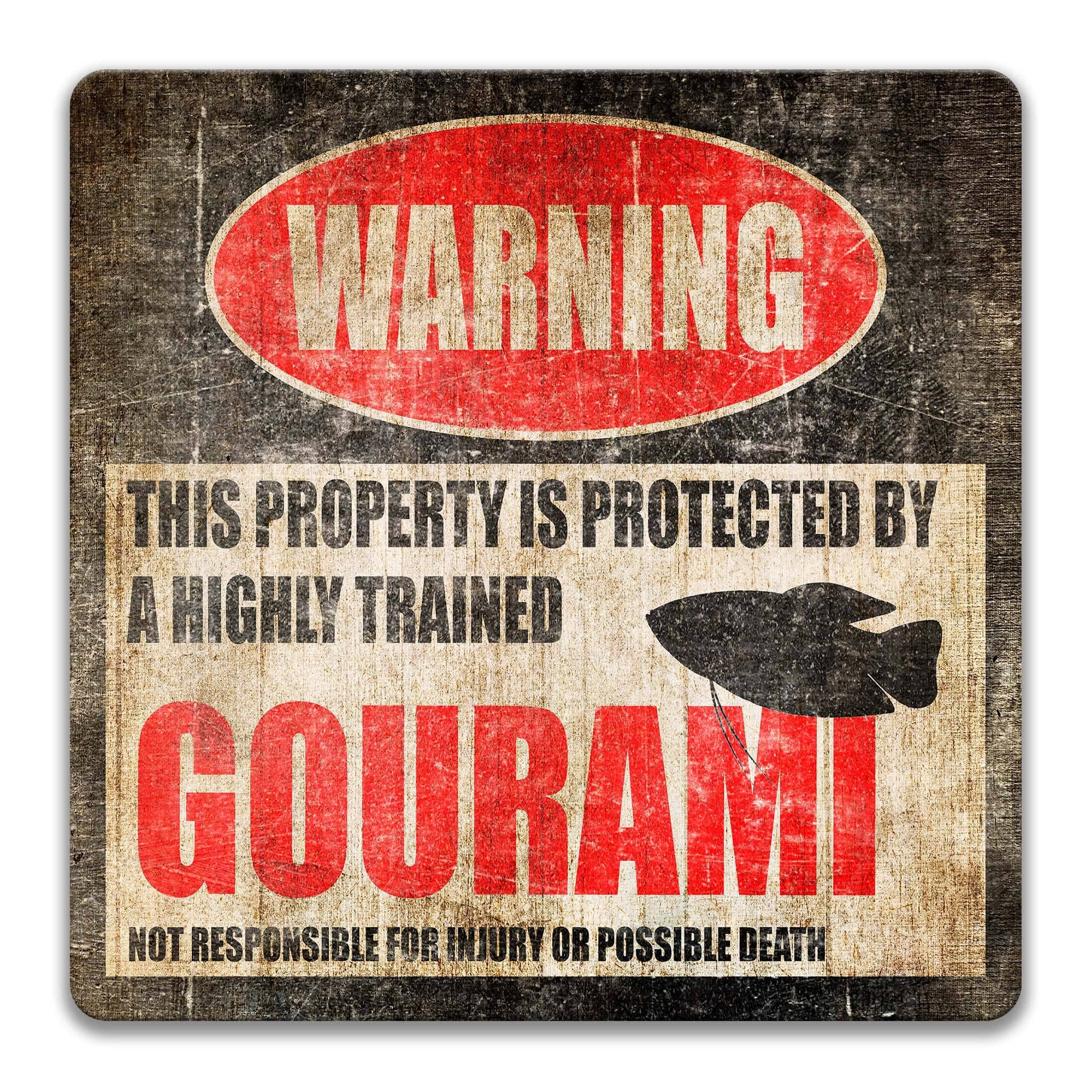 Gourami Metal Sign, Gourami Warning, Tropical Fish, Freshwater Fish, Aquarium Sign